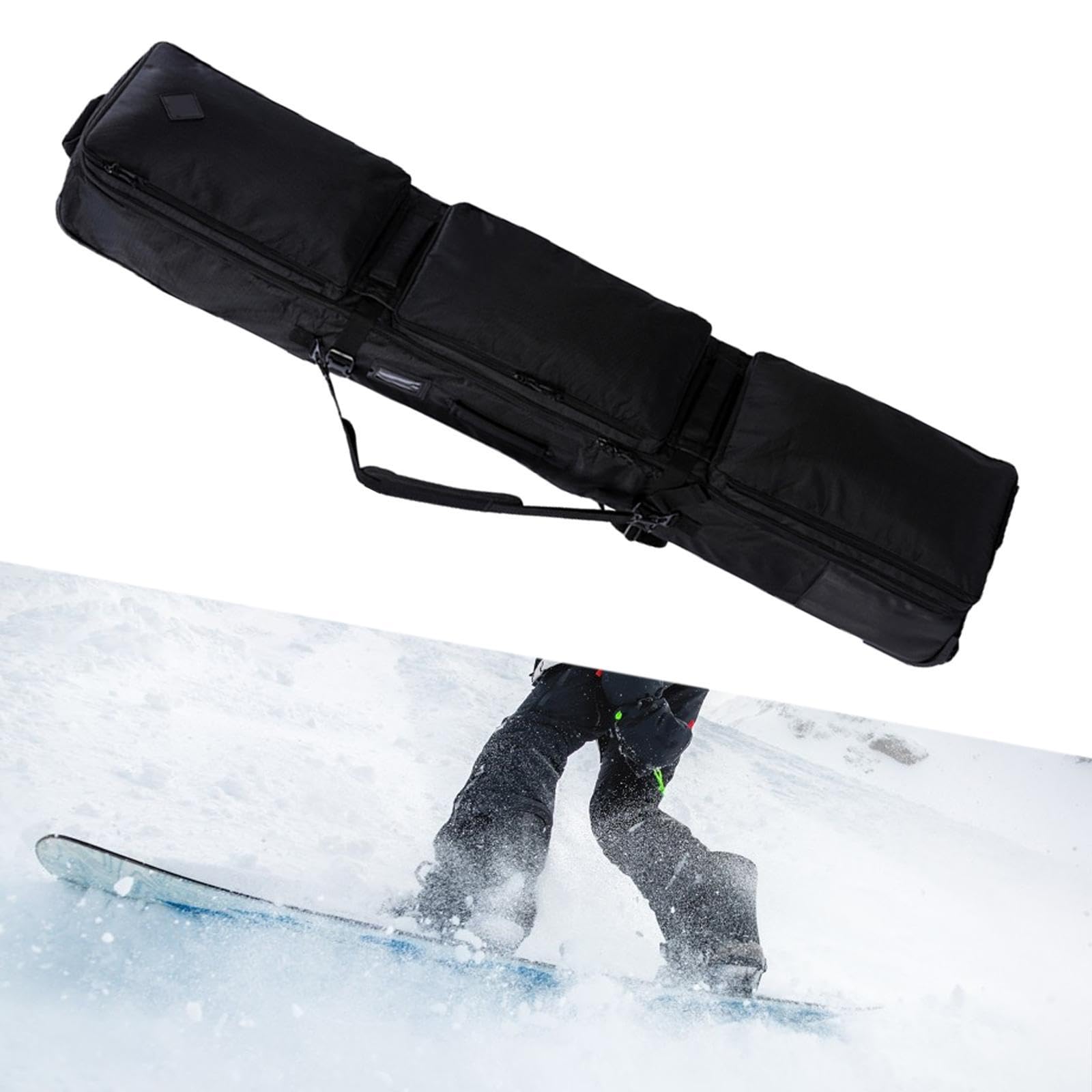 Heavy Duty Wheeled Ski and Snowboard Bag with Reinforced Zippers & Buckles - Perfect for Air Travel and Winter Sports Gear Storage