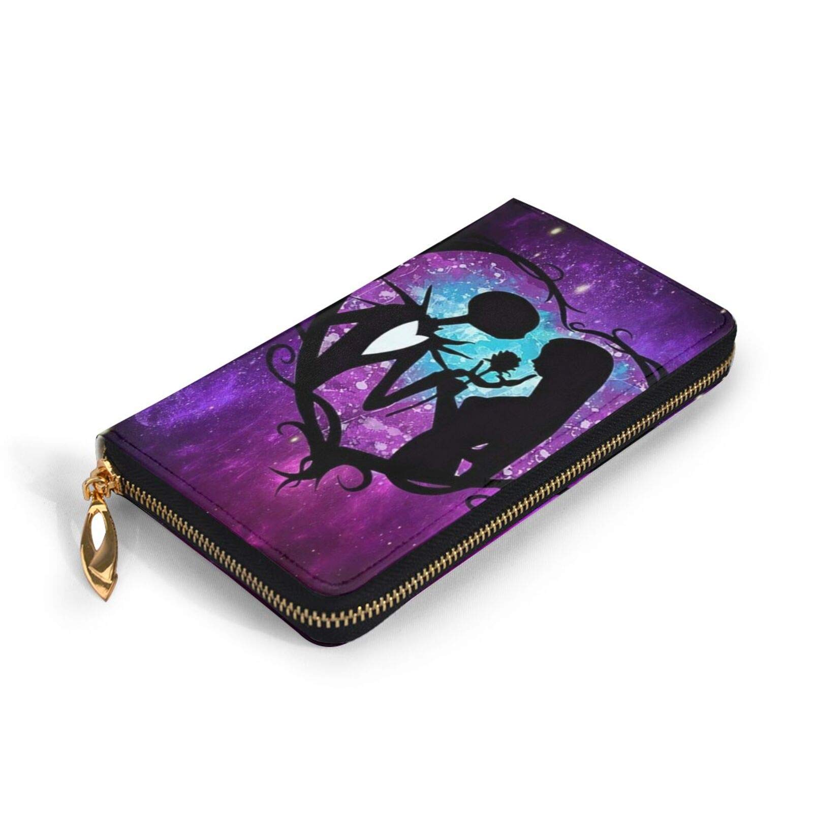 Nightmare Before Christmas Women's Small RFID Blocking Leather Wallet Wristlet Clutch Purse - Perfect for Halloween, Christmas Gifts & Everyday Use