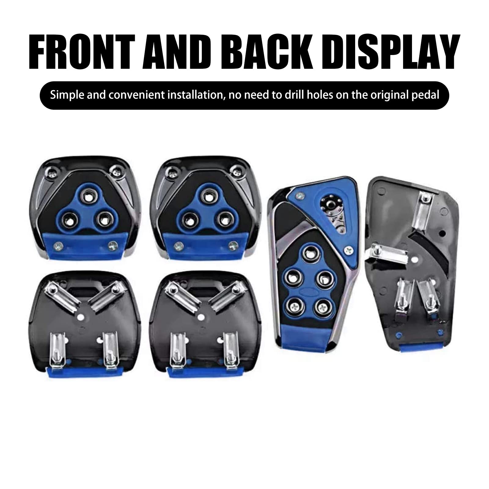 3 PCS Universal Non-Slip Racing Pedal Covers - Accelerator, Brake & Clutch Set - Blue Sport Car Pedal Pads for Enhanced Grip & Performance - Perfect for Racing, Daily Driving & Car Interior Upgrades