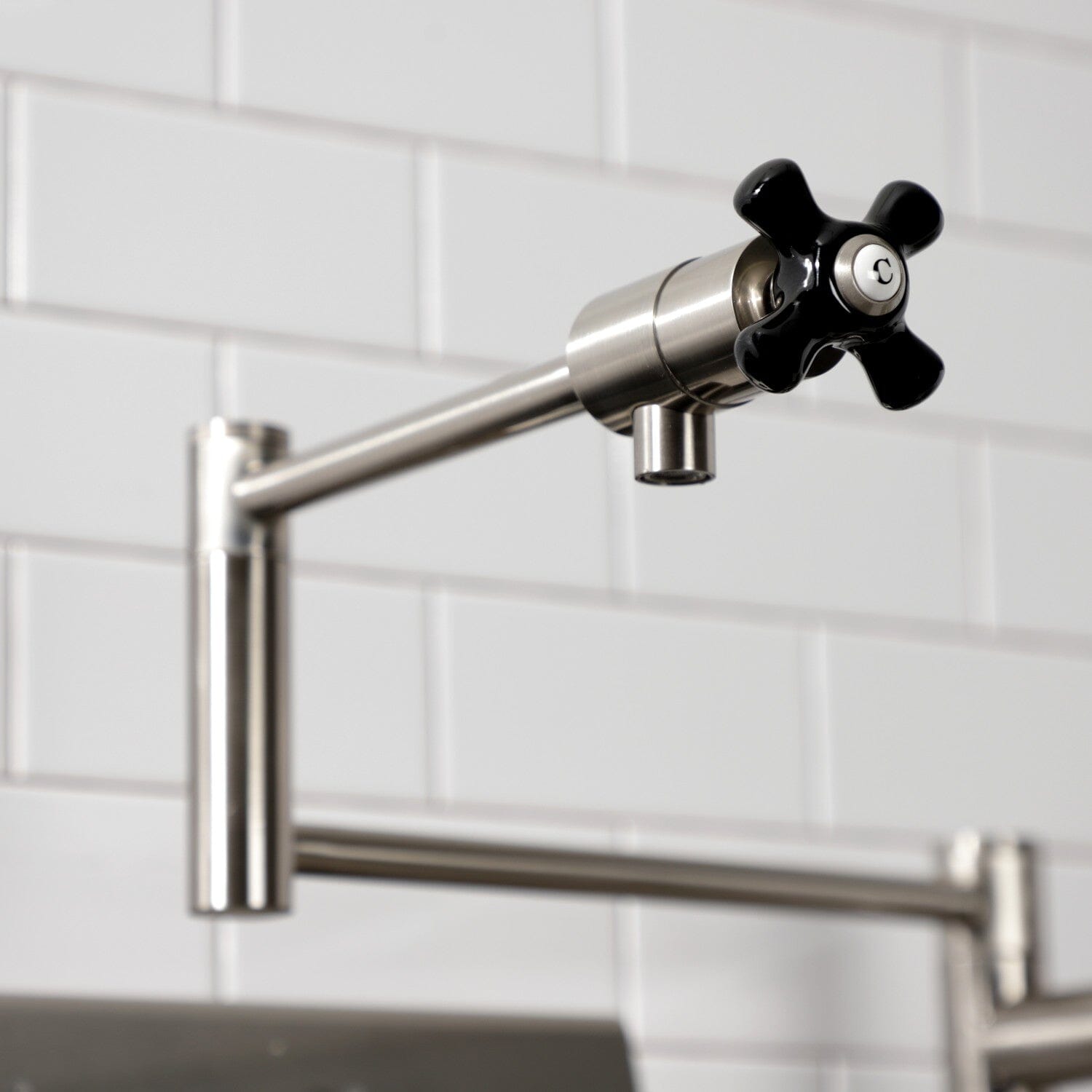 Duchess Two-Handle 1-Hole Deck Mount Pot Filler Faucet - Ideal for Kitchen Sink & Stove Area Water Dispensing