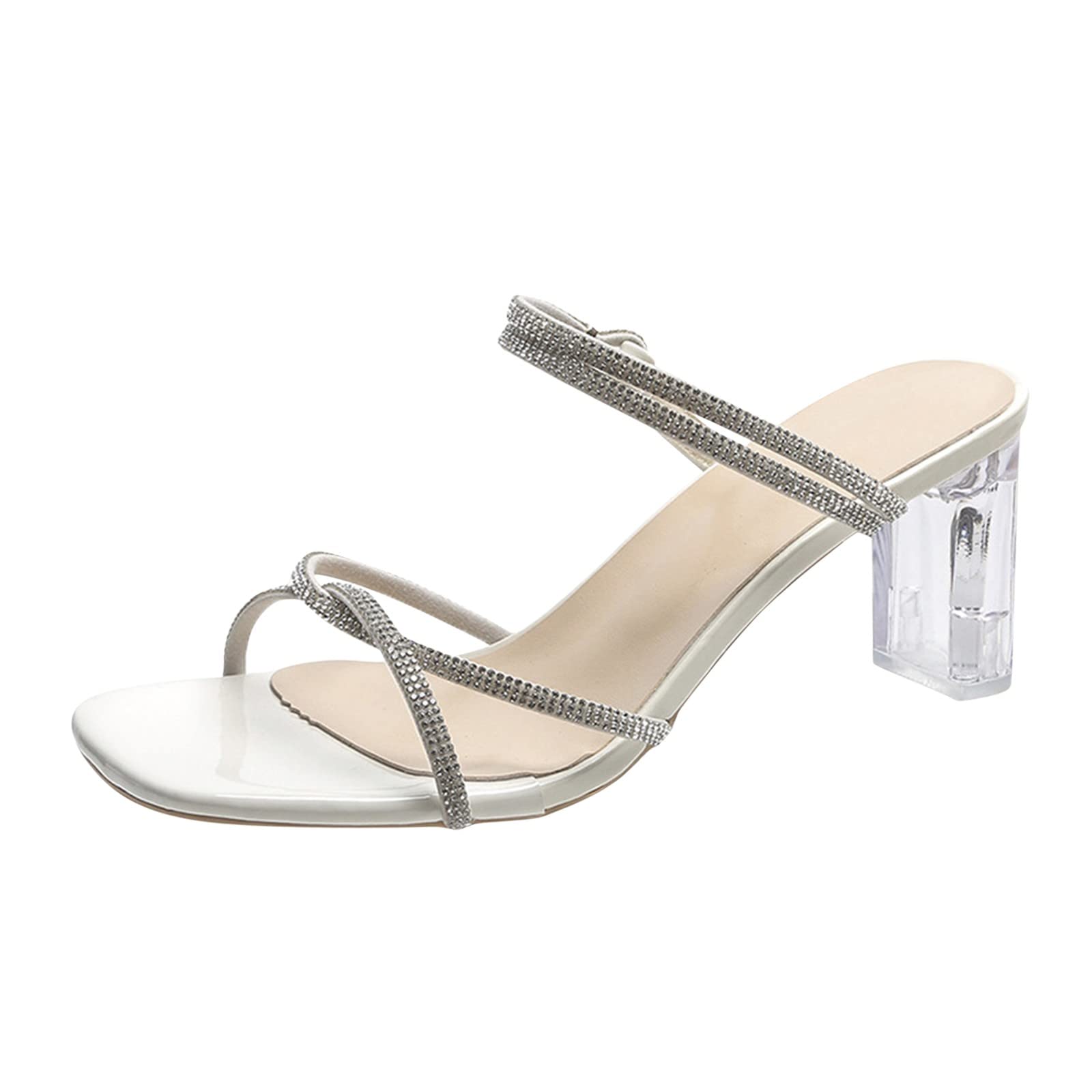 Stylish Women's Summer Rhinestone High Heel Fisherman Sandals - Comfortable Thick Heel & Cross Strap Design for Wide Feet | Perfect for Beach Vacations, Date Nights & Summer Weddings