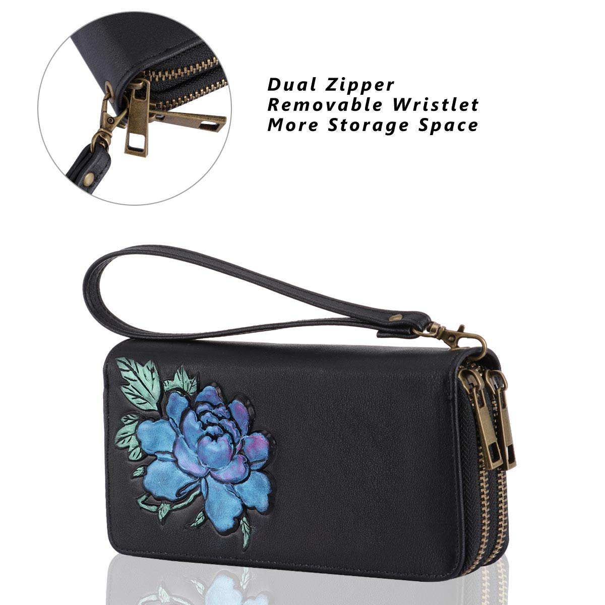 HAWEE Women's Long Clutch Wallet with Dual Zipper - Phone Holder Wristlet Purse with Multiple Card Slots for Cash, Coins & Bills | Perfect for Everyday Use, Travel & Night Out