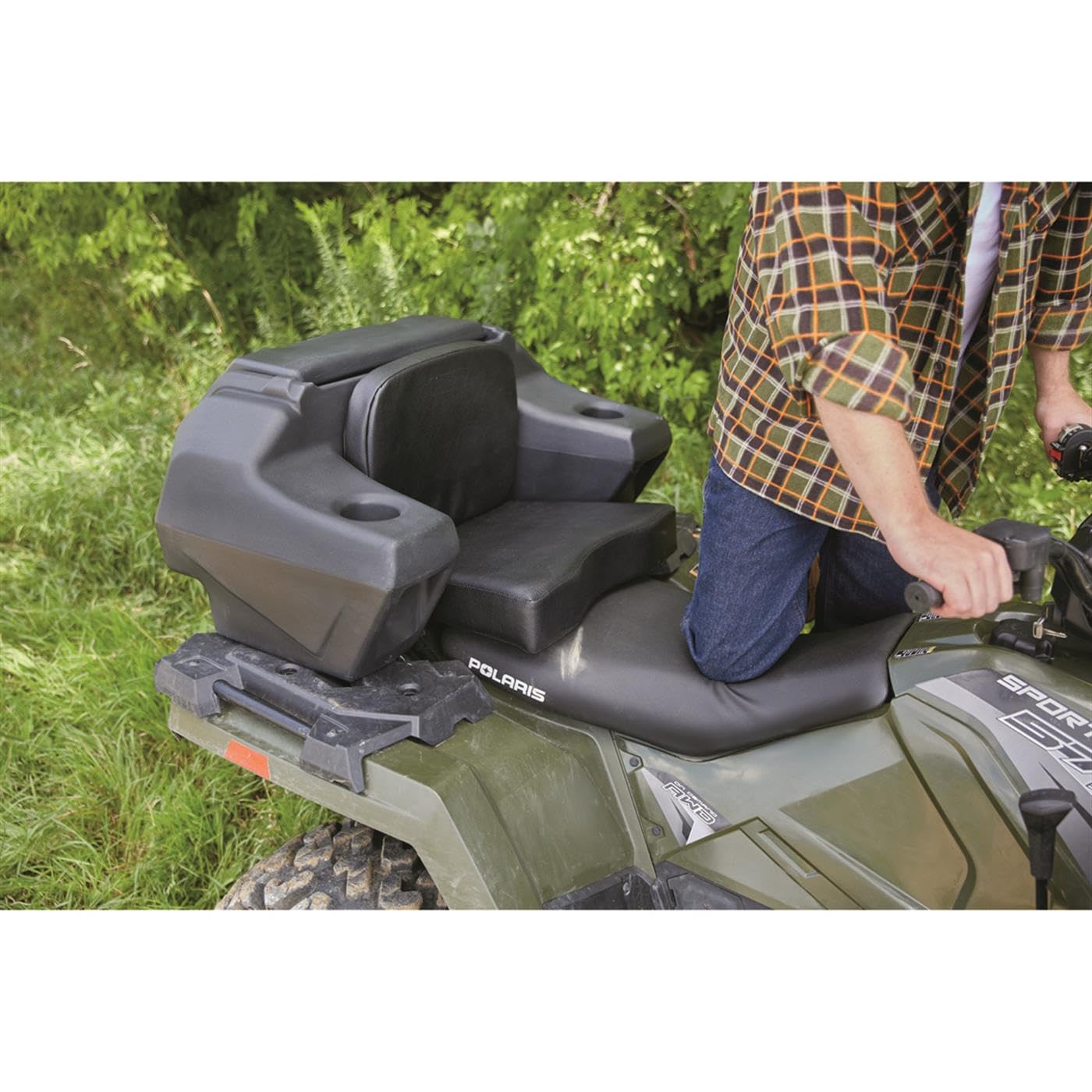 Guide Gear ATV Lounger Seat with Storage - Large Cushion & Cargo Box, Universal ATV Accessories with Helmet Holder for Outdoor Riding & Hunting Comfort