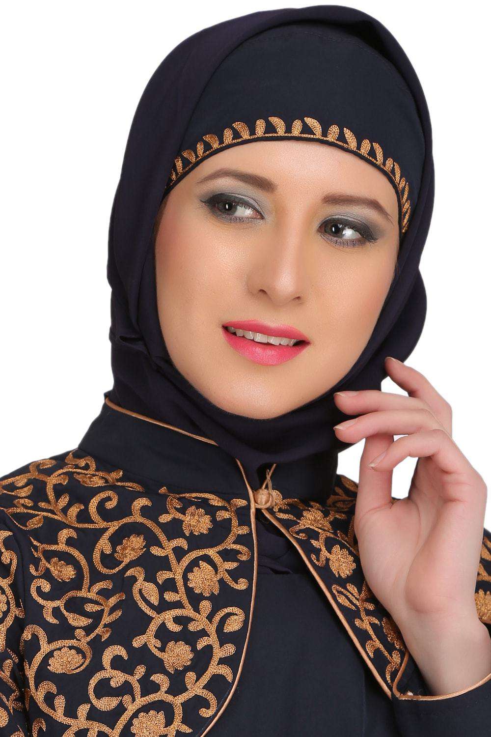 Premium Navy Blue Kashibo Abaya for Women - Modest Islamic Prayer Dress - Perfect for Mosque, Eid, and Special Occasions