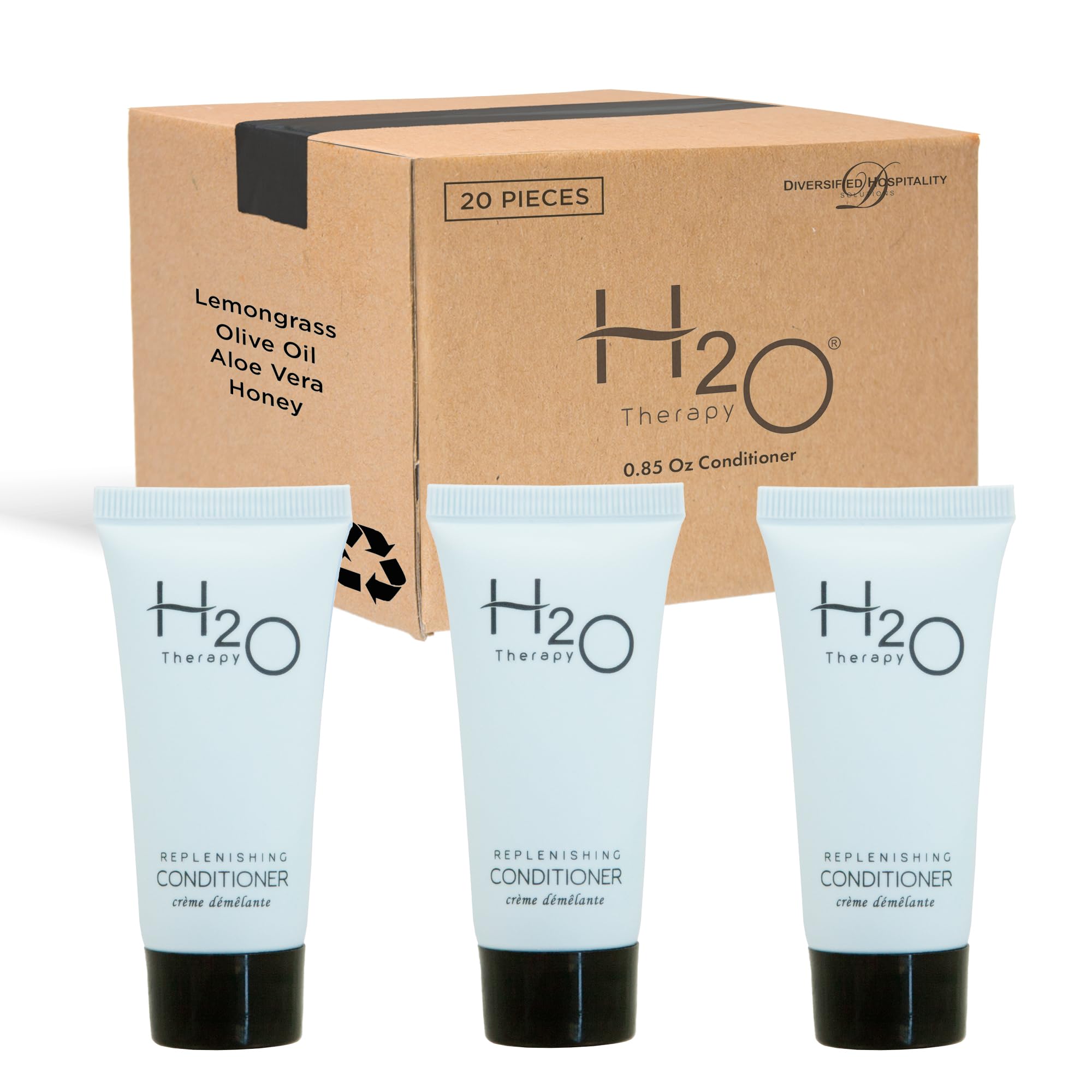H2O Therapy Shampoo and Conditioner Set - Travel Size 0.85 oz (Pack of 20) - Perfect for Hotels, Hospitality & On-the-Go Hair Care