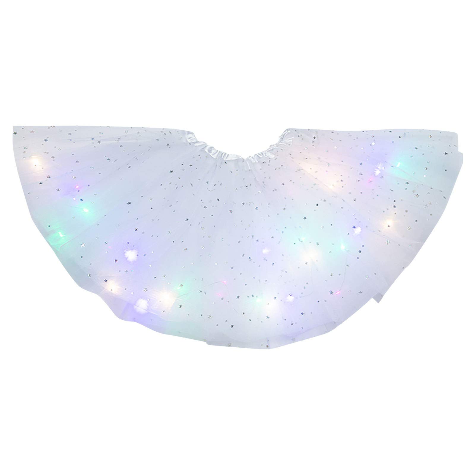 BGNTBUK Women's LED Light Up Puffy Ballerina Skirt with Star Mesh Layers - Perfect for Belly Dance, Performances, and Party Costumes