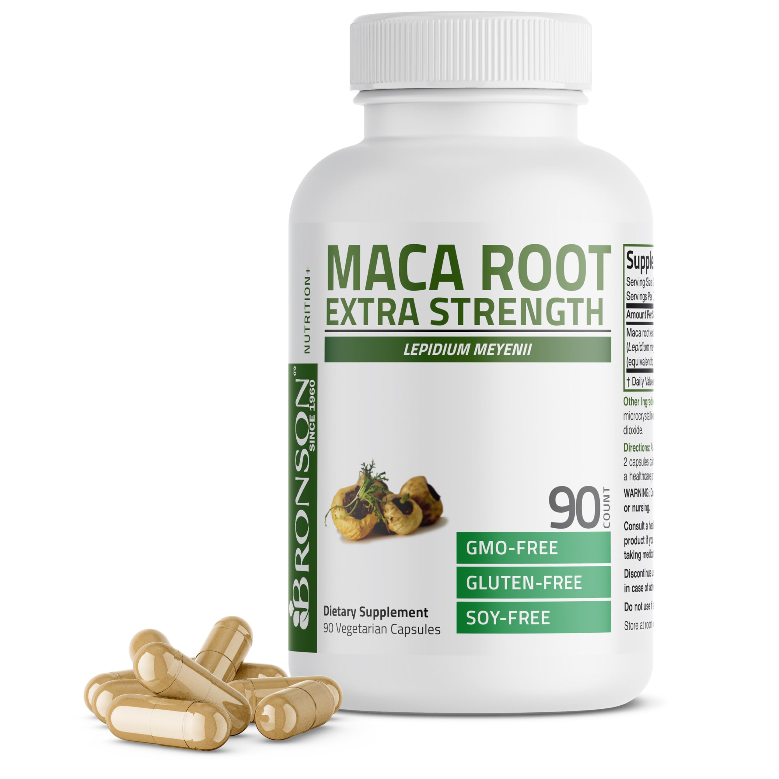 Bronson Maca Root Extract 90 Vegetarian Capsules - Non-GMO, Peruvian Lepidium Meyenii for Energy, Stamina & Hormonal Balance - Supports Workout Performance & Natural Vitality