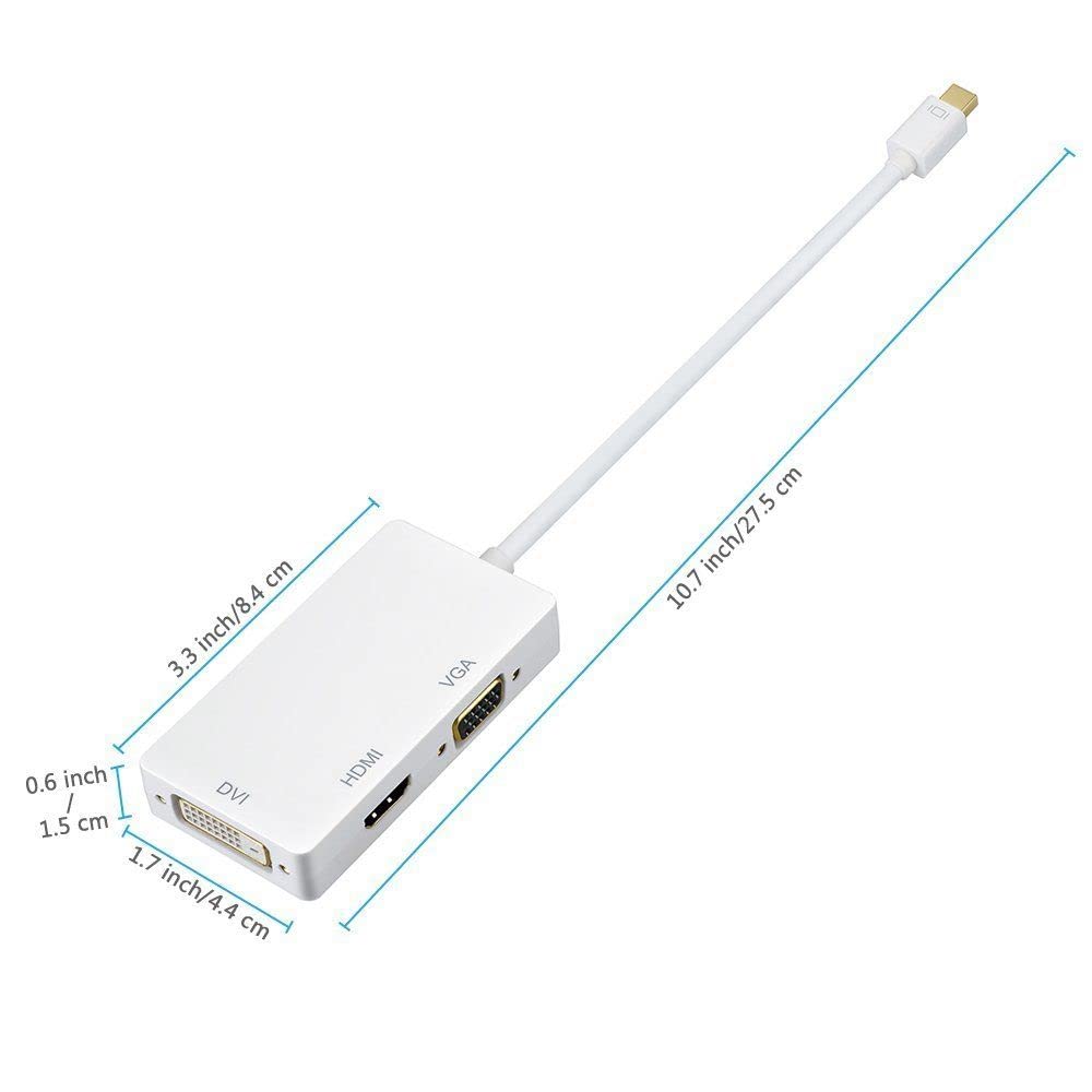 Mini DisplayPort to HDMI VGA DVI Adapter - Thunderbolt Compatible for MacBook Pro/Air - Connect External Monitors for Work & Gaming