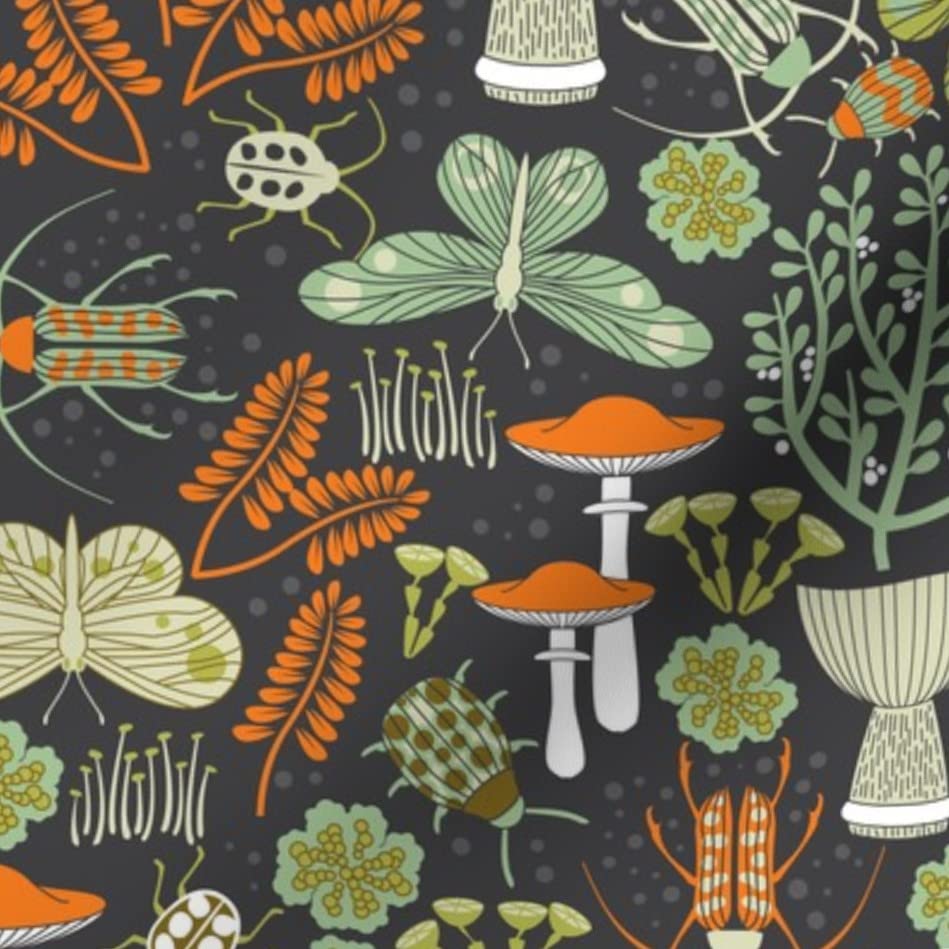 Premium Minky Fabric by The Yard - Soft Woodland Moths & Beetles Printed Fabric for Sewing Baby Blankets, Quilt Backing & Plush Projects - Cozy Nursery Decor & DIY Craft Material