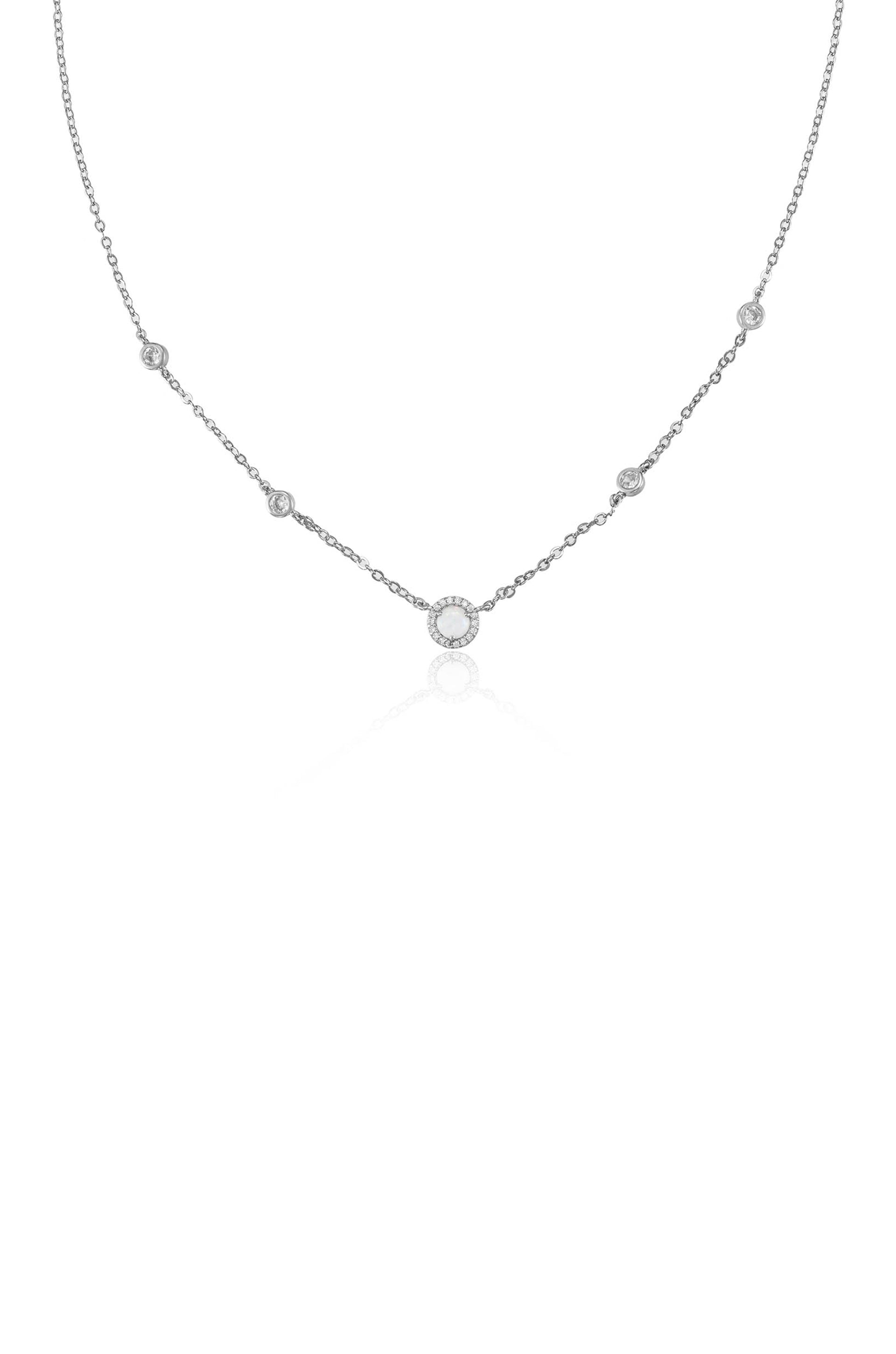 Olivia Opal and Crystal Necklace - Elegant Sterling Silver Jewelry for Women | Perfect for Weddings, Parties & Special Occasions