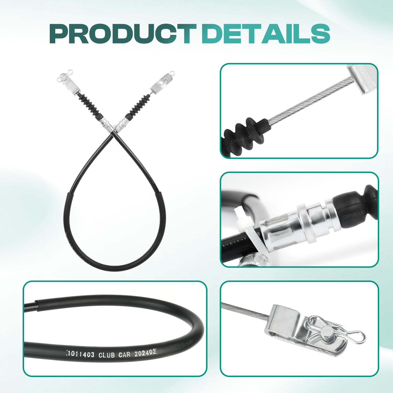 Premium Stainless Steel Brake Cable Kit for Club Car DS (Driver & Passenger Side) - Compatible with 1981-1999 Models (Part #1011403) - Durable Replacement for Golf Cart Maintenance & Off-Road Use