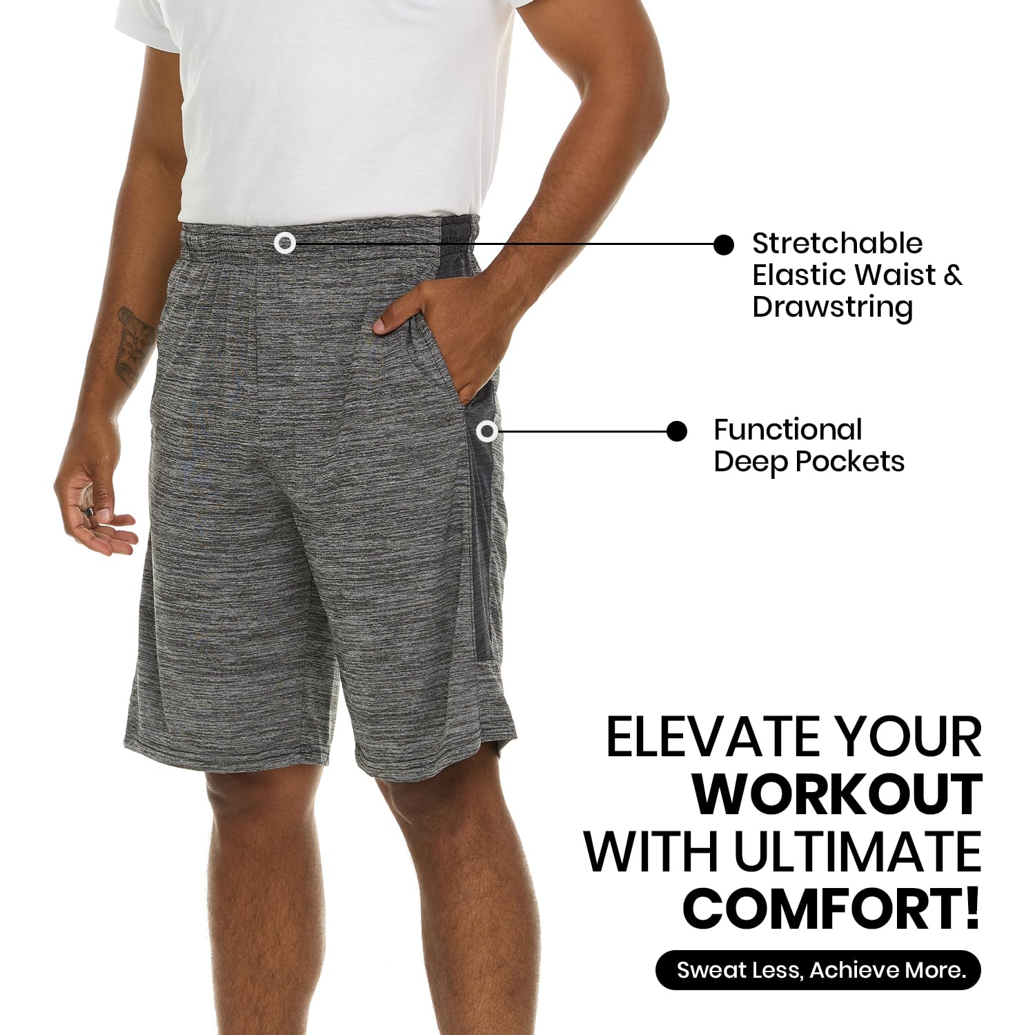 5 Pack Men's Quick-Dry Active Athletic Shorts - Moisture Wicking, Breathable & Lightweight for Running, Gym Workouts & Outdoor Sports
