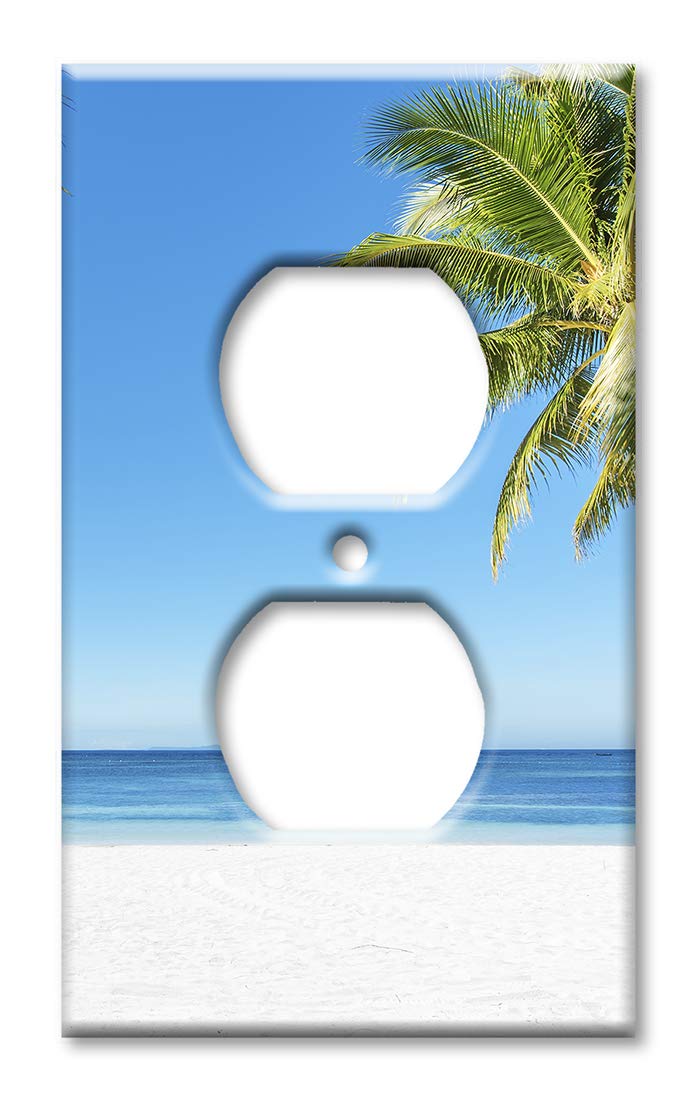 Oversized Art Plates - Jumbo Outlet Cover - Large Switch Plate - White Sand Beach Design - Made in USA - Perfect for Home Decor, Living Room, Bedroom & Office