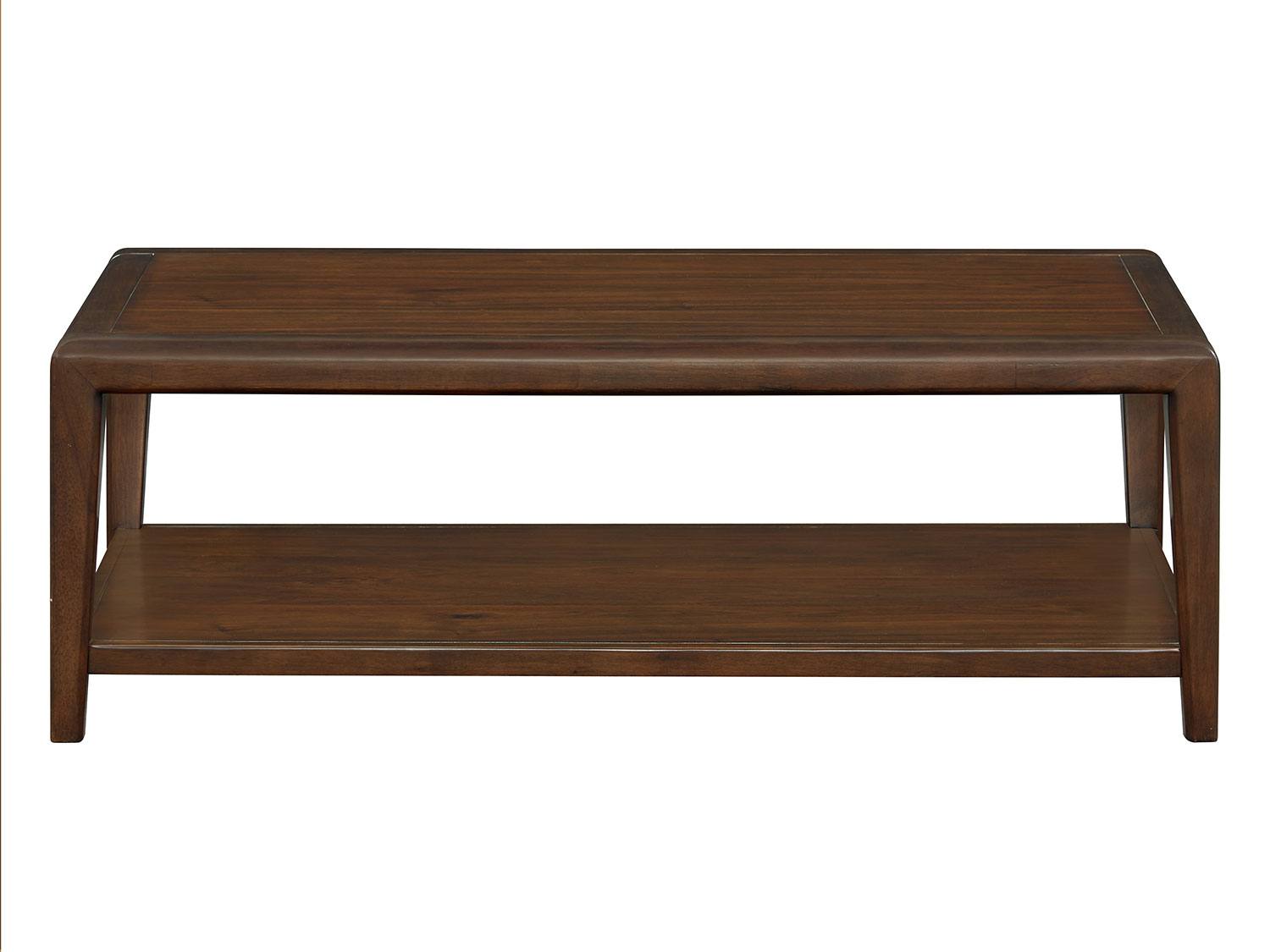 Anders 52 Inch Dark Walnut Coffee Table - Modern Living Room Center Table for Home Decor & Entertaining