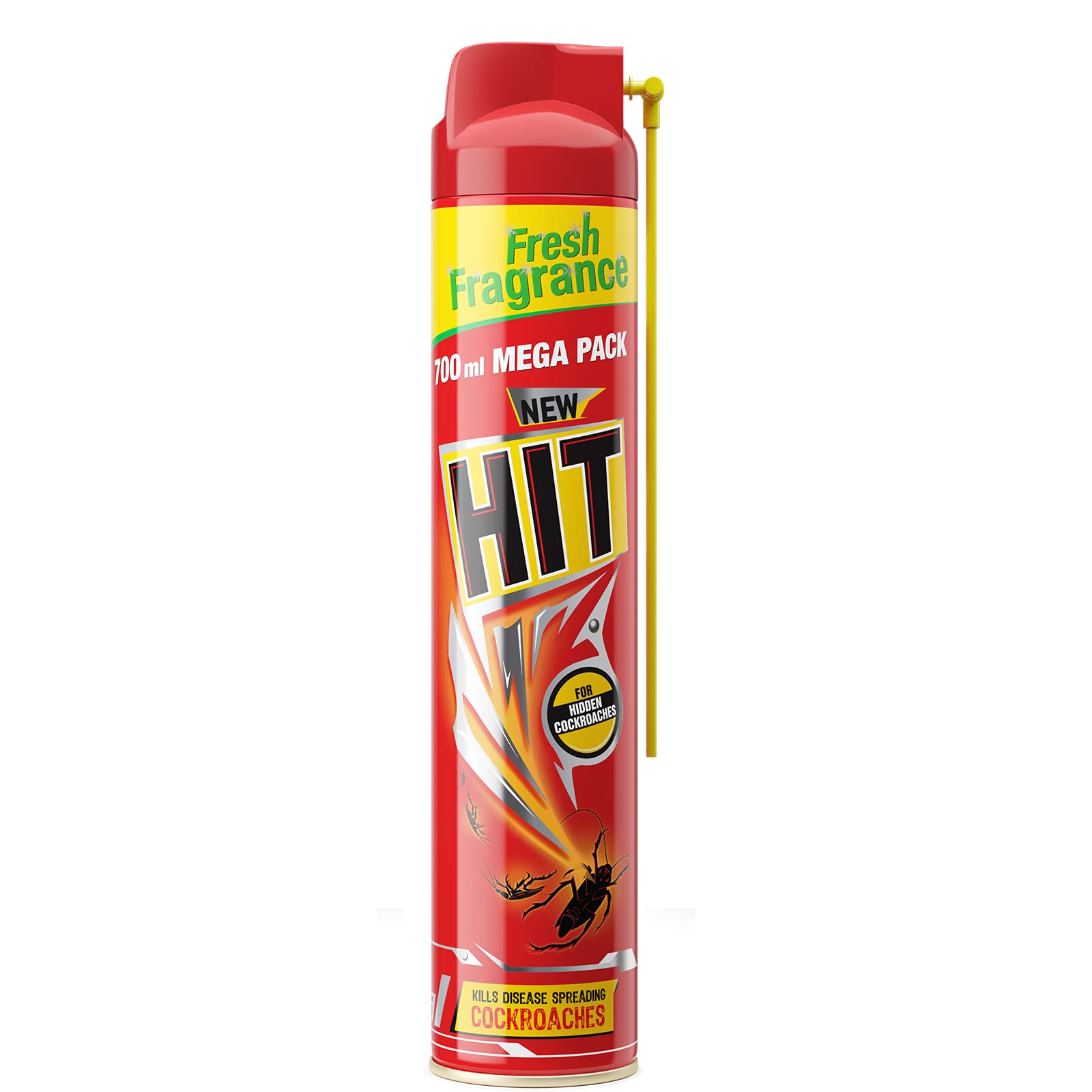HIT Crawling Insect Killer Spray - Fast-Acting Cockroach & Bug Killer with Deep-Reach Nozzle, Fresh Scent, 700ml - Effective for Kitchens, Bathrooms & Home Pest Control