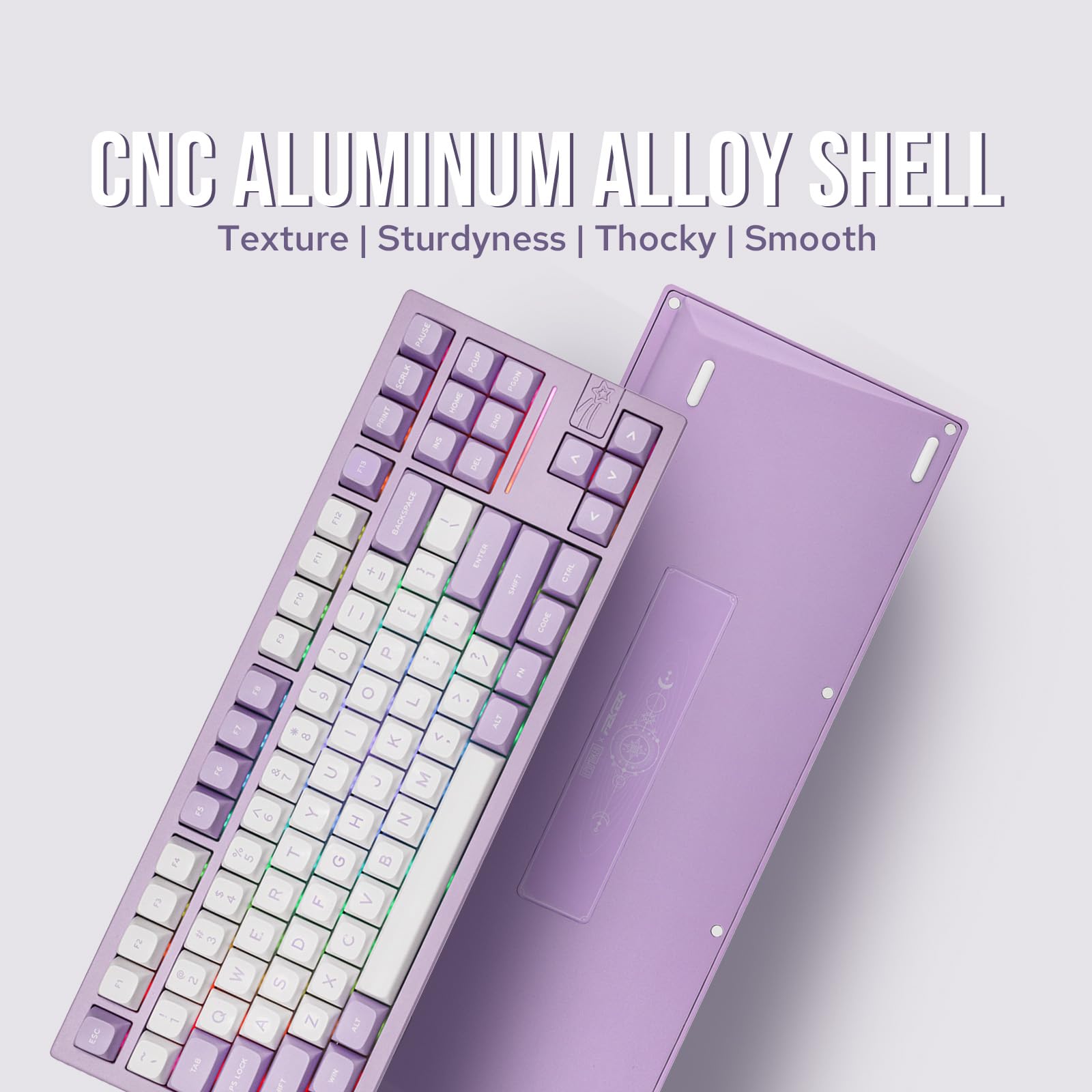 EPOMAKER x Feker Galaxy80 Wireless Mechanical Gaming Keyboard - Aluminum Alloy Body, BT5.0/2.4G/USB-C Connectivity, Hot-Swappable Gasket Mount, NKRO with Creamy Switches (Purple/Marble White) - Perfect for Esports, Office Work & Typing Enthusiasts