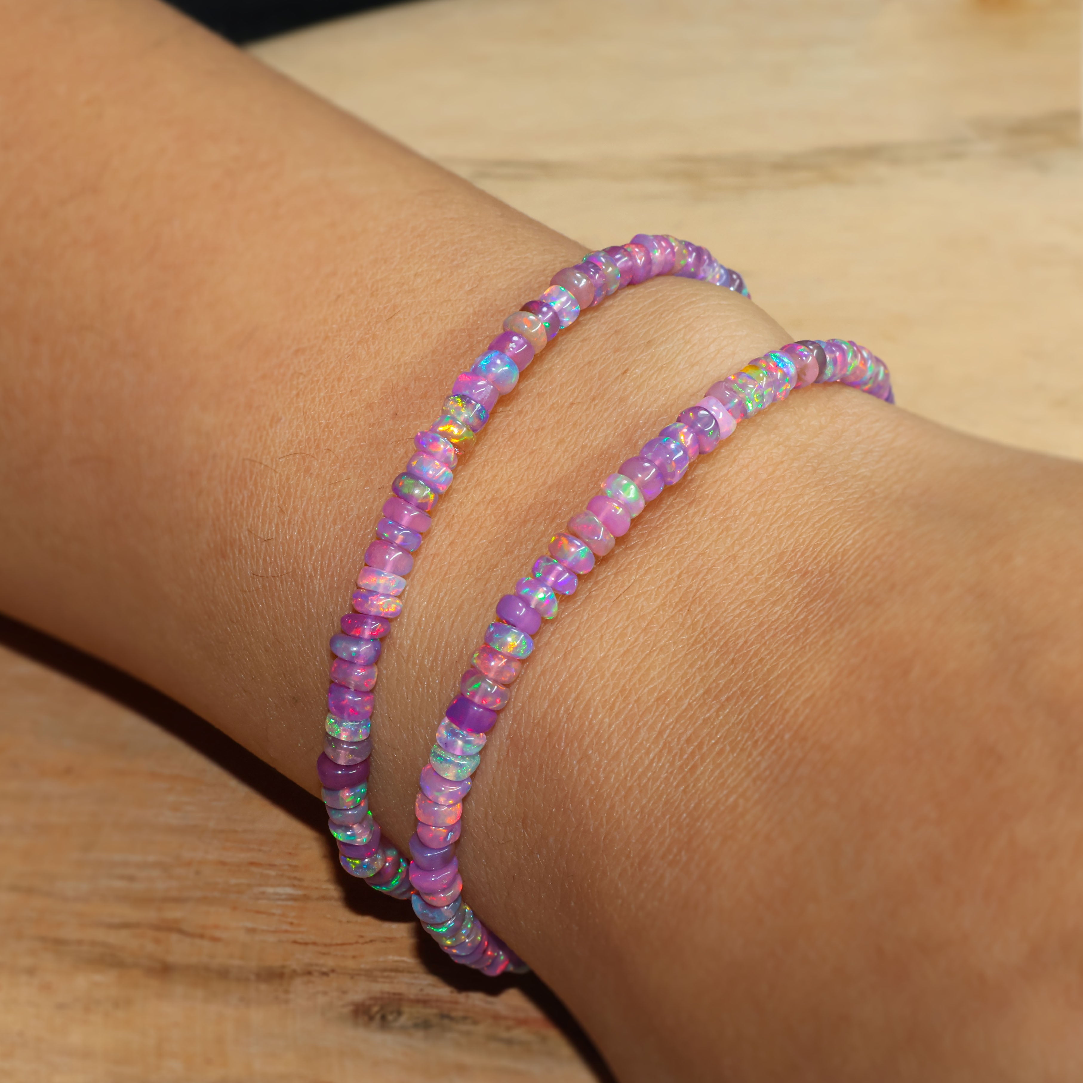 Natural Purple Opal Beaded Handmade Bracelet for Women - 2 Strand Plain Boho Style Jewelry for Everyday Wear & Special Occasions