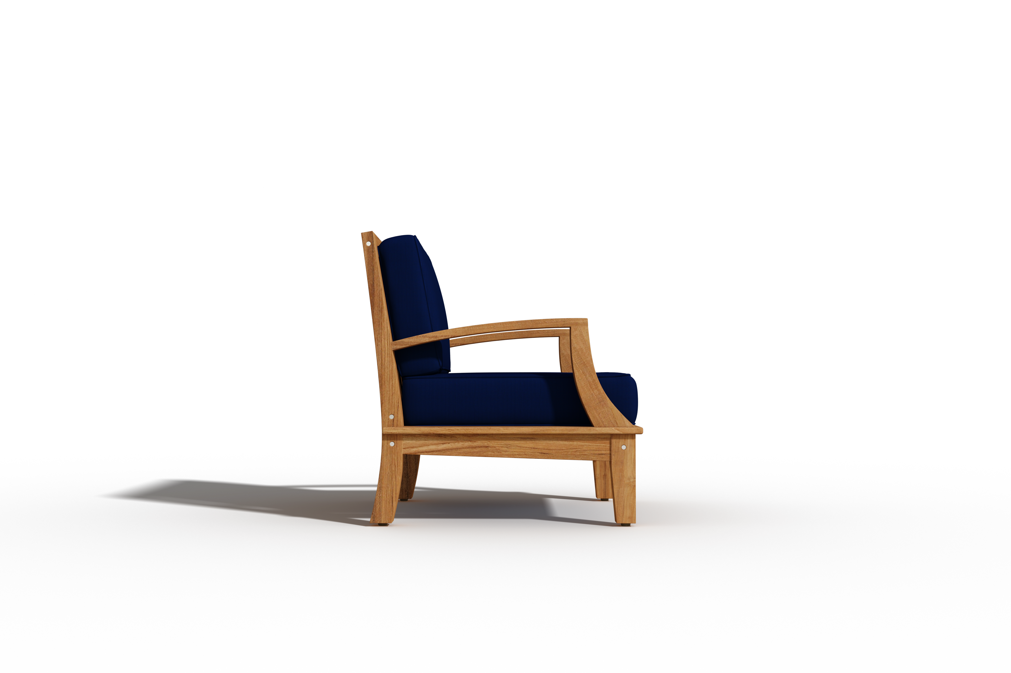 Premium Eliane Teak Outdoor Club Chair with Sunbrella Navy Cushion - Weather-Resistant Patio Furniture for Poolside, Garden & Backyard Relaxation