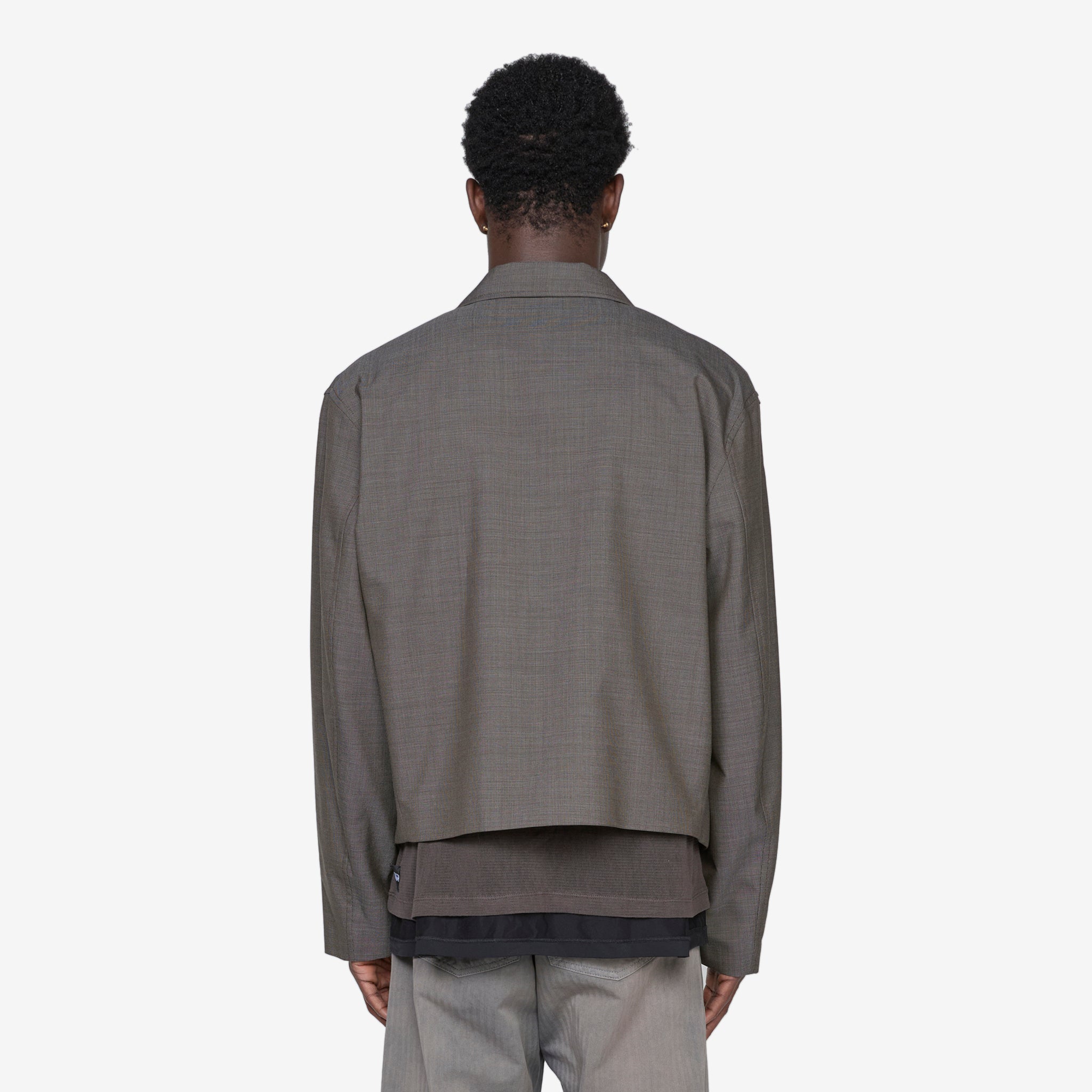 Mini Jacket Grey Atom Check Wool - Stylish & Warm Winter Coat for Women & Men - Perfect for Office, Travel & Outdoor Activities