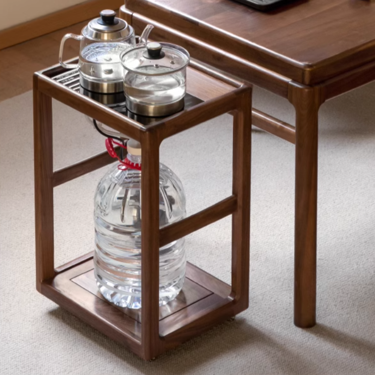 Premium Black Walnut Solid Wood Removable Side Table - Rustic End Table with Sturdy Metal Legs for Living Room, Bedroom, or Outdoor Patio Use