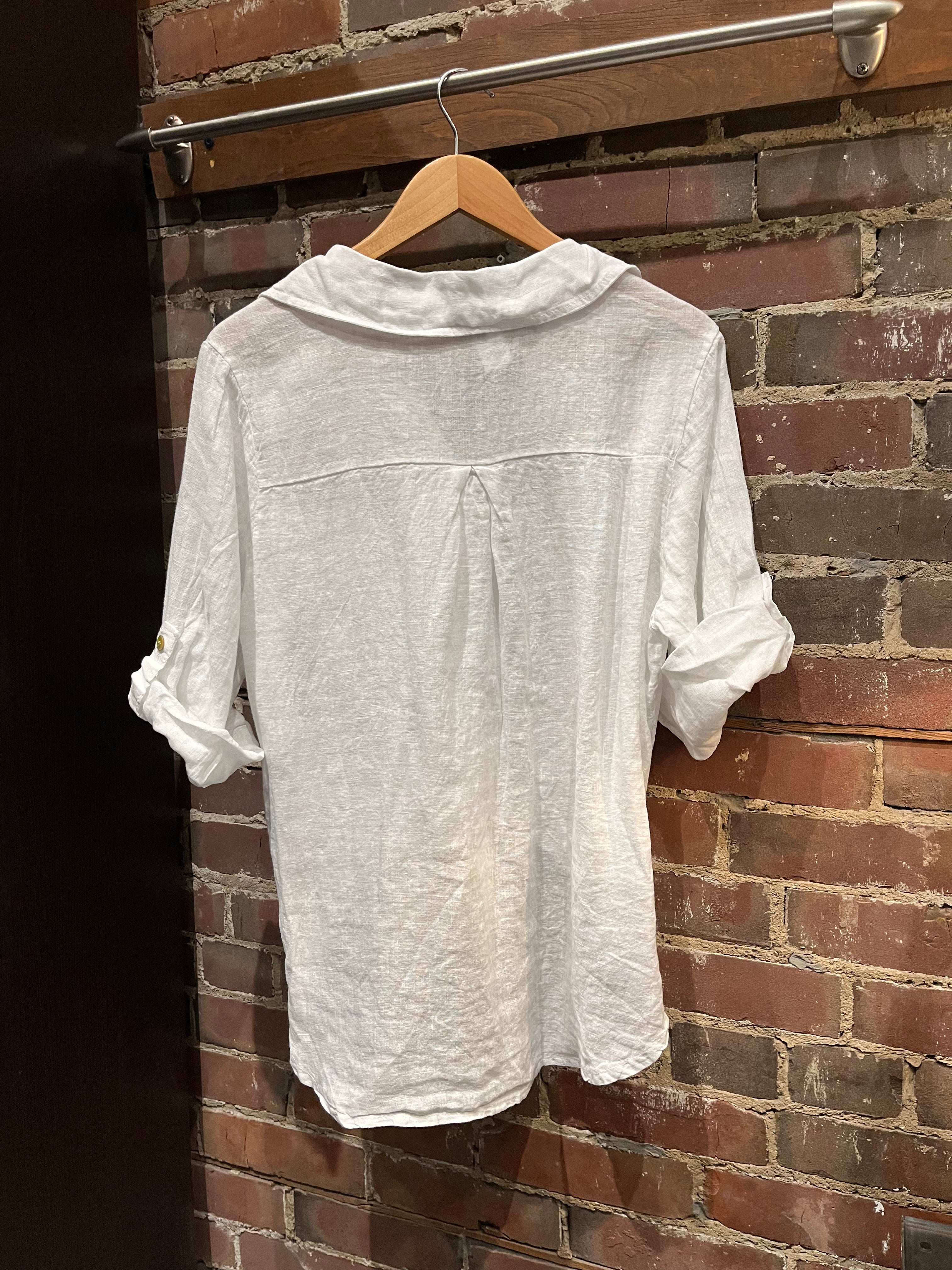 Stylish Tie Front Linen Shirt for Women - Breathable Summer Blouse for Casual Outings & Beach Vacations