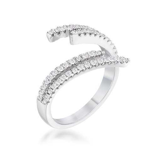 1.12Ct Elegant Rhodium Plated Cubic Zirconia Wrap Ring for Women - Perfect for Weddings, Anniversaries & Special Occasions