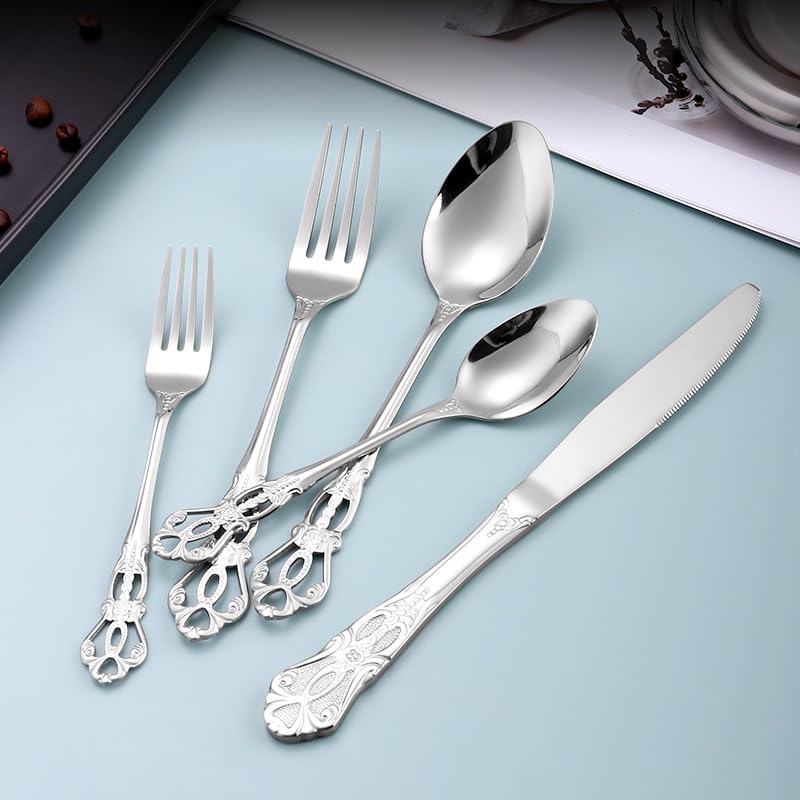 Royal Gold Stainless Steel Flatware Set - 30-Piece Modern Silverware for Wedding & Festival (Service for 6) - Elegant Dining Utensils for Special Occasions & Dinner Parties