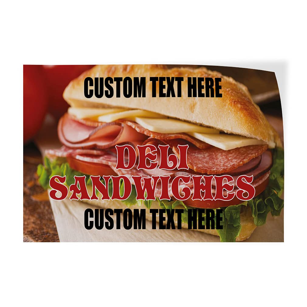 Custom Vinyl Decal Stickers for Deli Sandwiches - Multiple Sizes (20x14 Inches) - Industrial-Grade Safety Signs & Advertising Labels - Personalized Text Options - Perfect for Restaurant Menus, Food Trucks & Commercial Kitchens