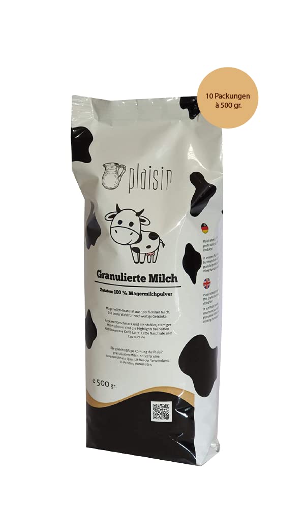 Premium Granulated Milk Powder 10 x 500g Bags - 100% Pure Skimmed Milk Topping for Coffee Machines | No Additives | Perfect for Coffee Shops, Bakeries & Home Baristas