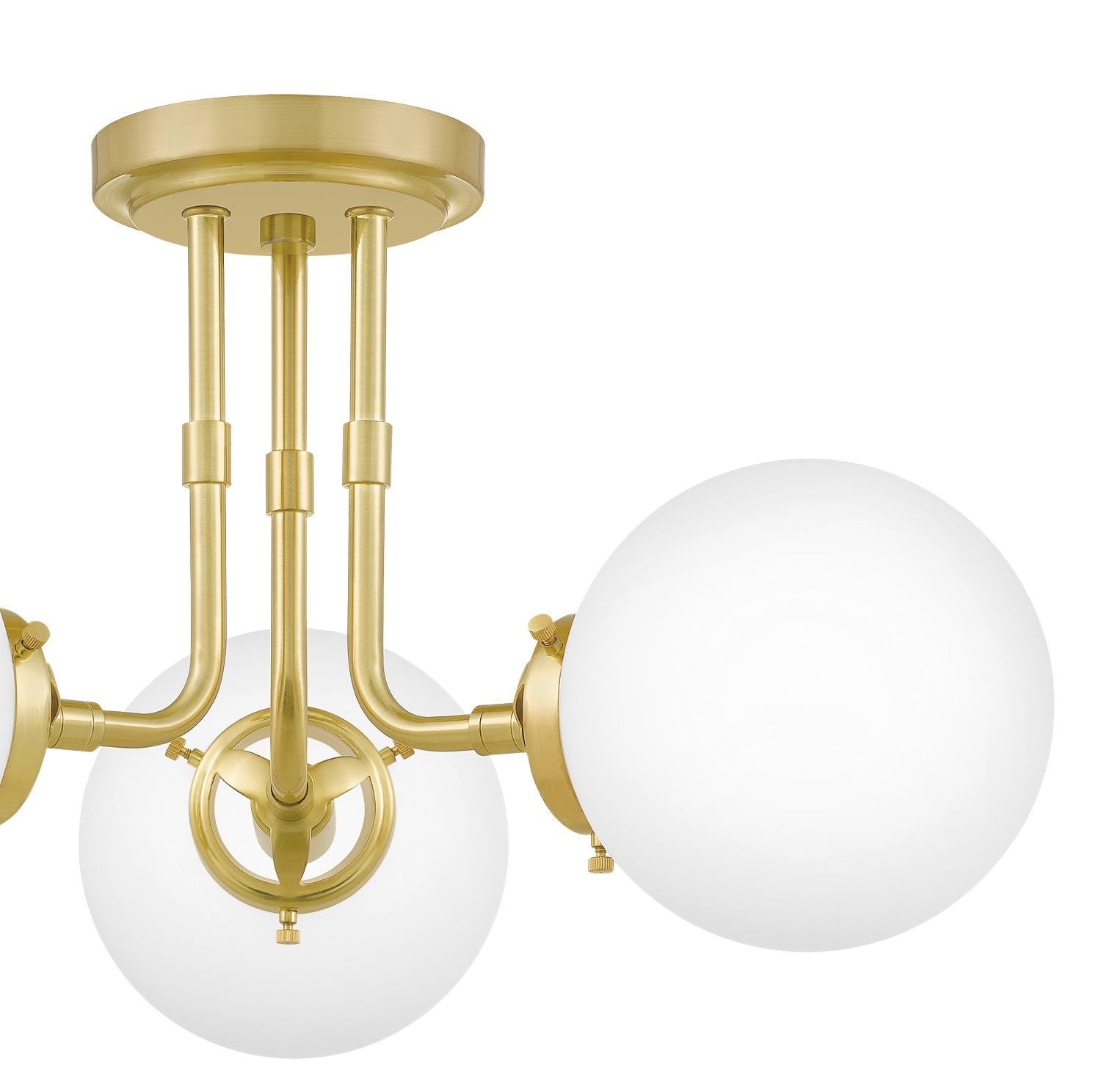 Quoizel Landry 3-Light Semi-Flush Mount Ceiling Fixture in Satin Brass - Modern Lighting for Bedroom, Hallway & Entryway