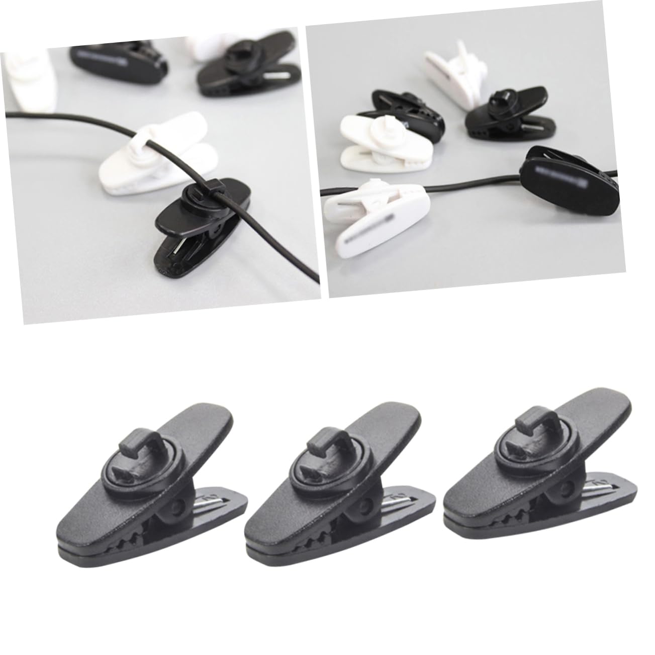 Universal Headphone Cable Clamp - 5 Pack Rotating Earphone Holder for Vertical/Horizontal Surfaces | Easy Installation, Durable Black Design | Perfect for Office, Gaming & Travel Accessories