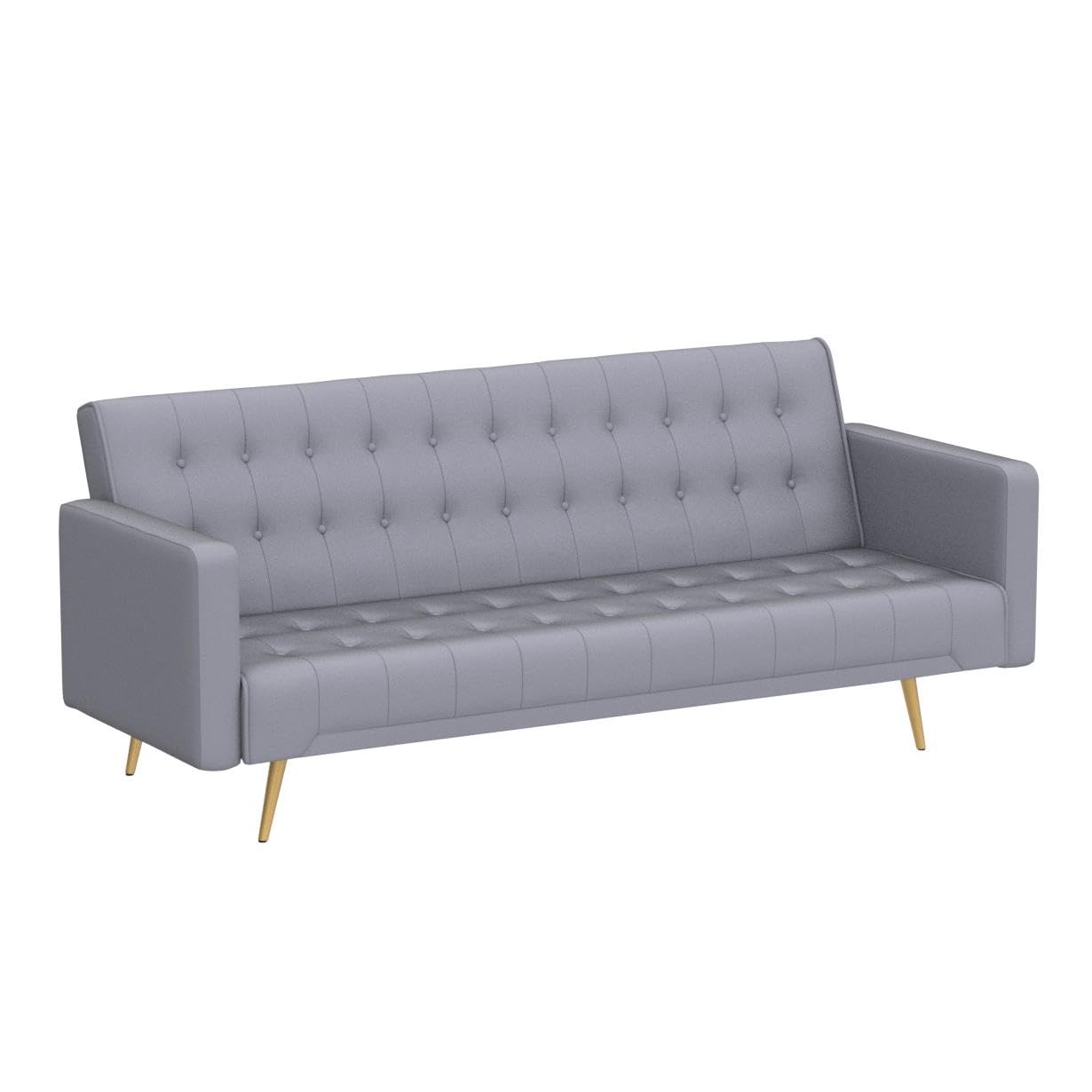 OUYESSIR 71-inch Velvet Convertible Futon Sofa Bed with 2 Pillows - Sturdy Sleeper Couch for Small Spaces, Grey | Perfect for Guest Rooms, Apartments & Dorm Rooms