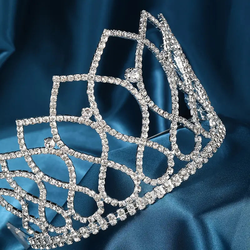 Glimmering Grace Rhinestone Tiara for Women - Elegant Crystal Crown for Queens, Princesses & Brides - Perfect for Weddings, Prom, Pageants & Special Occasions
