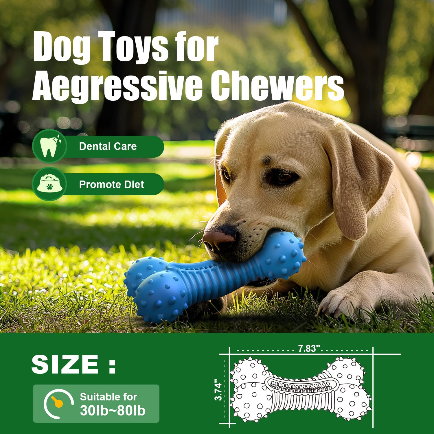 Durable Natural Rubber Dog Chew Toys for Aggressive Chewers - Bacon Flavor Indestructible Toy for Medium & Large Dogs | Perfect for Playtime, Training & Anxiety Relief