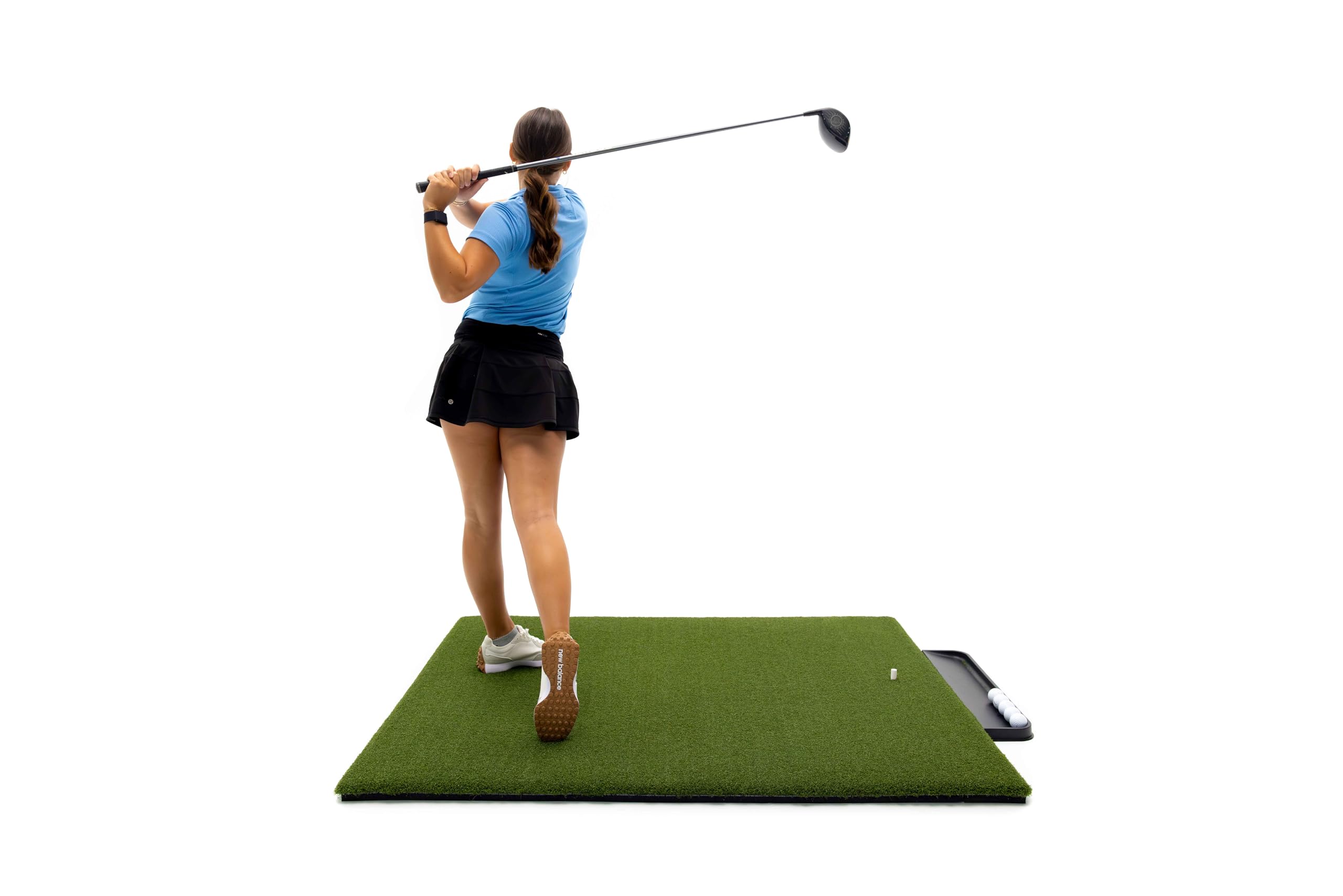 Premium Golf Practice Mat for Indoor & Outdoor Use - Includes Bonus Golf Ball Tray + 3 Rubber Tees - Perfect for Home, Office, Backyard & Driving Range Training