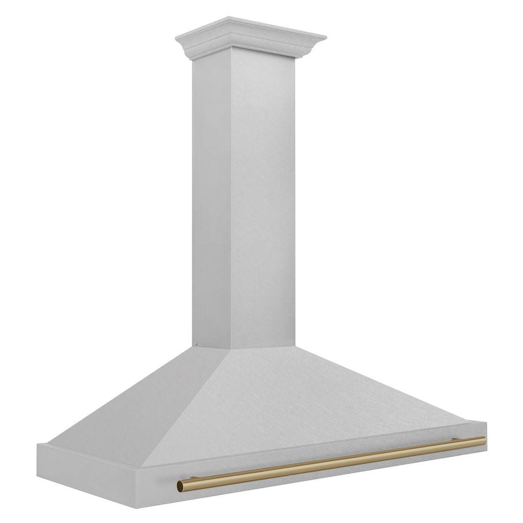 ZLINE KB4SNZ 36 CB Autograph Edition 36-inch Stainless Steel Wall Mount Range Hood with Convertible Design & Champagne Bronze Handle - Perfect for Modern Kitchens & Open-Concept Homes