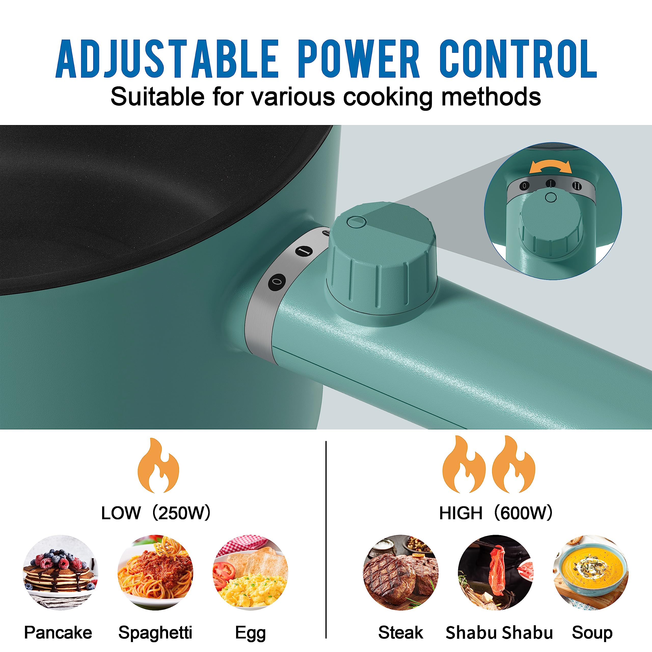 Topwit 1.5L Electric Hot Pot & Ramen Cooker - Portable Non-Stick Frying Pan for Pasta, Steak, Soup - BPA Free with Dual Power Control & Overheating Protection - Perfect for Dorm, Office, Camping & Small Kitchen Cooking