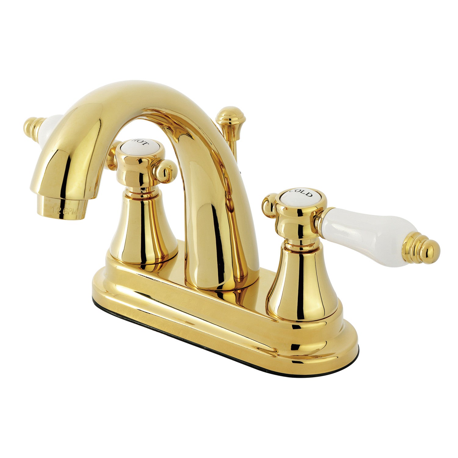 Bel Air KS7612BPL Polished Brass 4-Inch Centerset Bathroom Faucet - Double Handle Deck Mount with Brass Pop-Up Drain - Perfect for Bathroom Sink and Vanity Upgrades