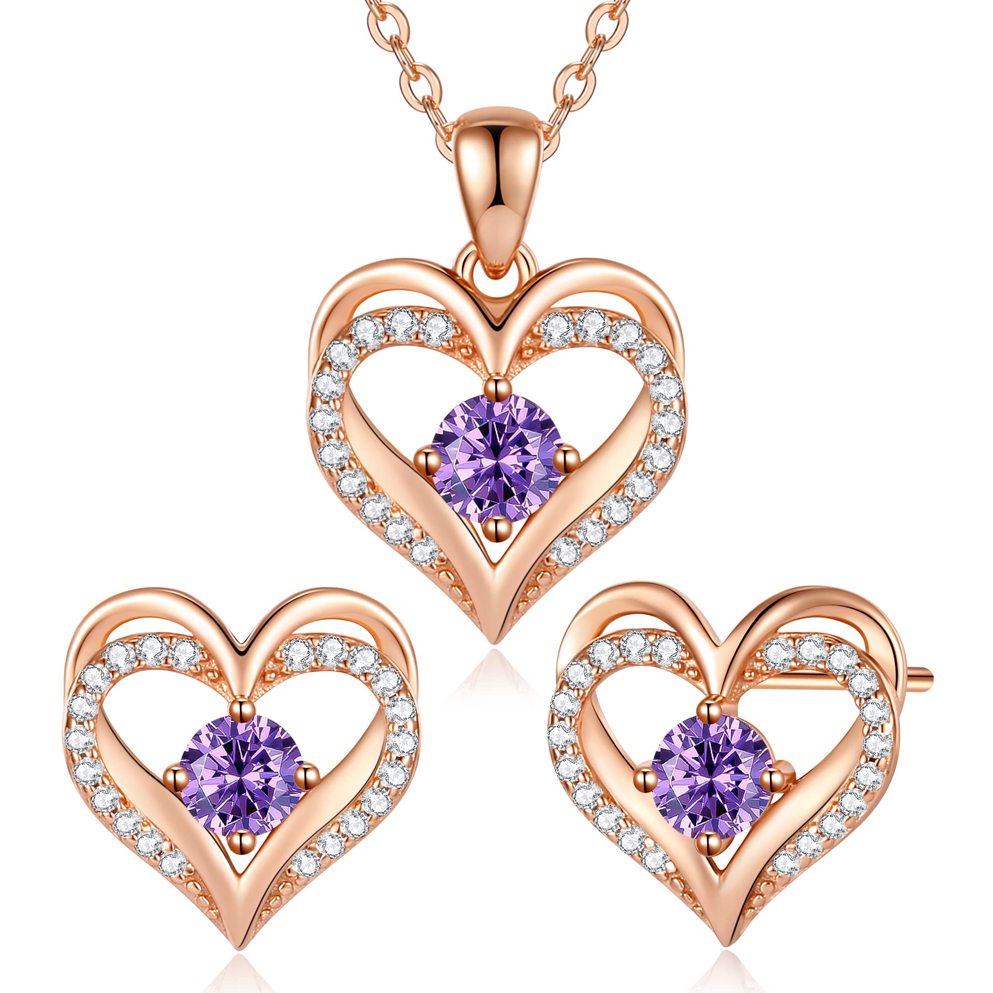 925 Sterling Silver Heart Necklace & Earrings Set for Women - Elegant Jewelry Gift for Anniversary, Birthday, Christmas - Perfect for Date Nights, Parties & Special Occasions