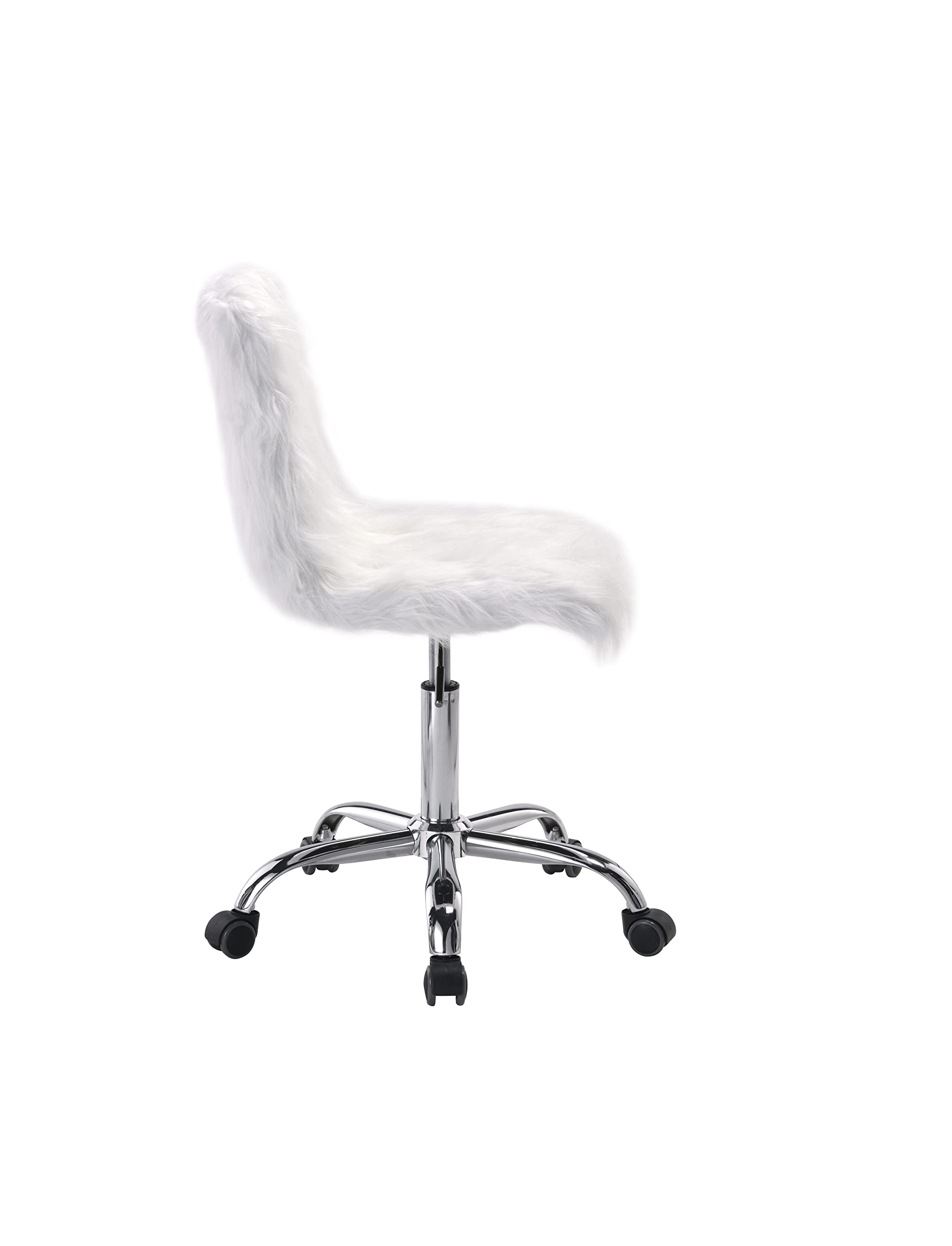 HomVent Faux Fur Desk Chair - Swivel Fuzzy Vanity Chair with Height Adjustment, Fluffy Armless Task Chair for Home Office, Living Room, Studio & Makeup Station | Perfect for Gaming, Working & Beauty Routines
