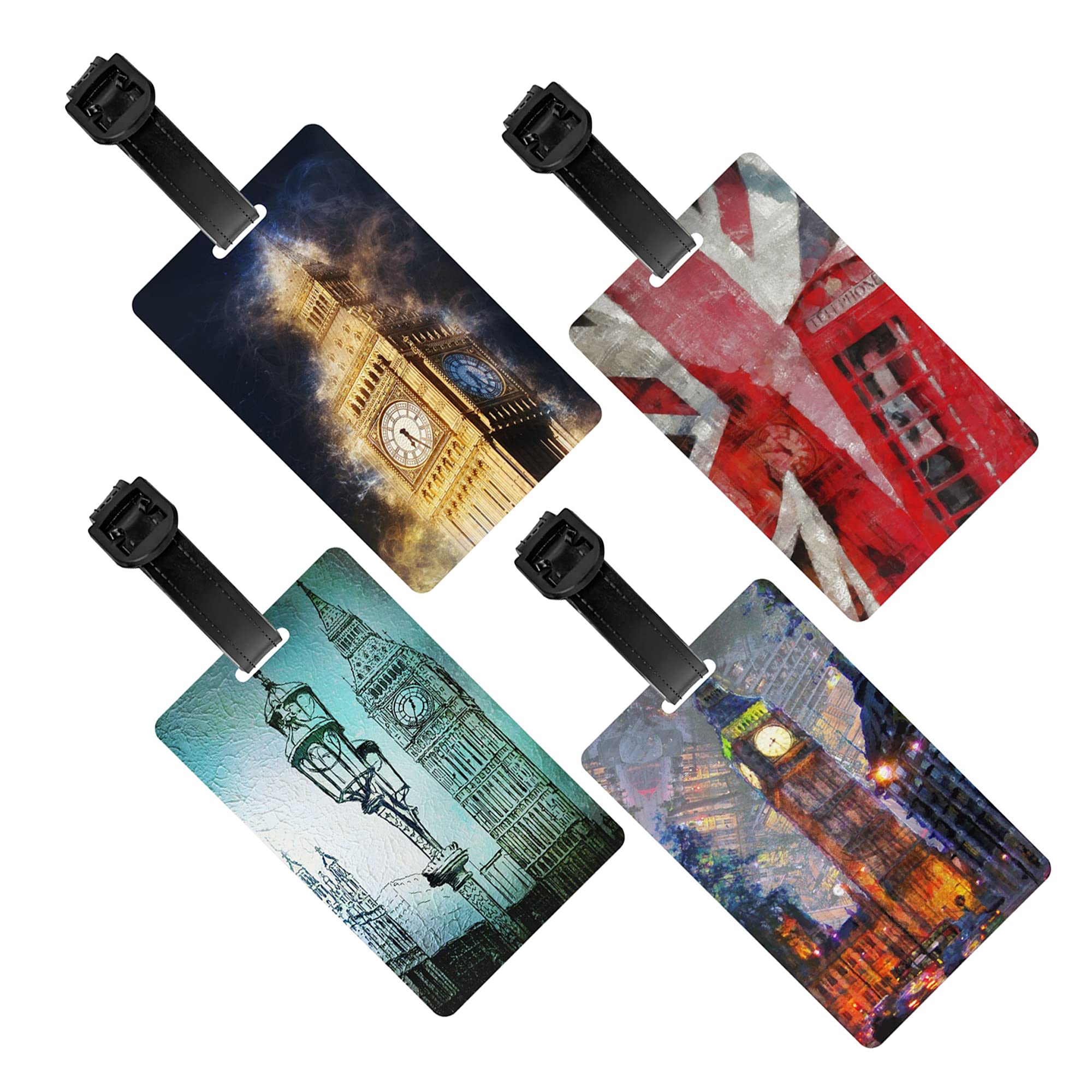4-Pack Durable PVC Luggage Tags with ID Card Holder - Waterproof Suitcase Labels for Travel, Women, Men & Kids - Perfect for Airports, Cruises & Business Trips