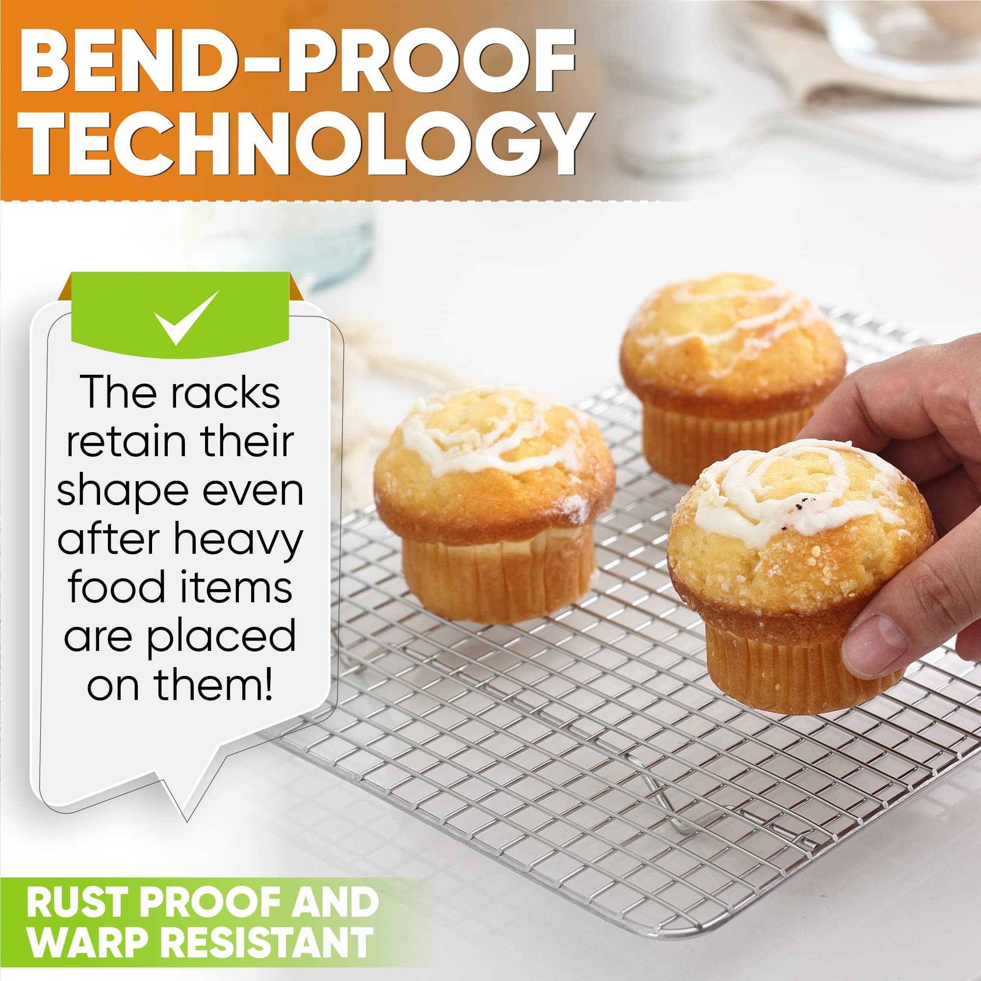 Spring Chef 8.5 x 12 Inch Stainless Steel Cooling Rack for Baking Cookies, Cakes & Bread - Oven Safe Wire Rack for Quarter Sheet Pans - Dishwasher Safe Baking Accessory - Perfect for Home Bakers & Professional Kitchens