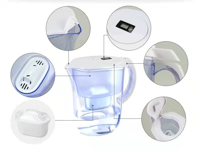 Alkaline Water Filter Pitcher 3.8L with Activated Carbon Filter - Reduces Limescale & Chlorine, BPA Free Water Purifier (Blue) - Perfect for Home, Office & Travel Hydration