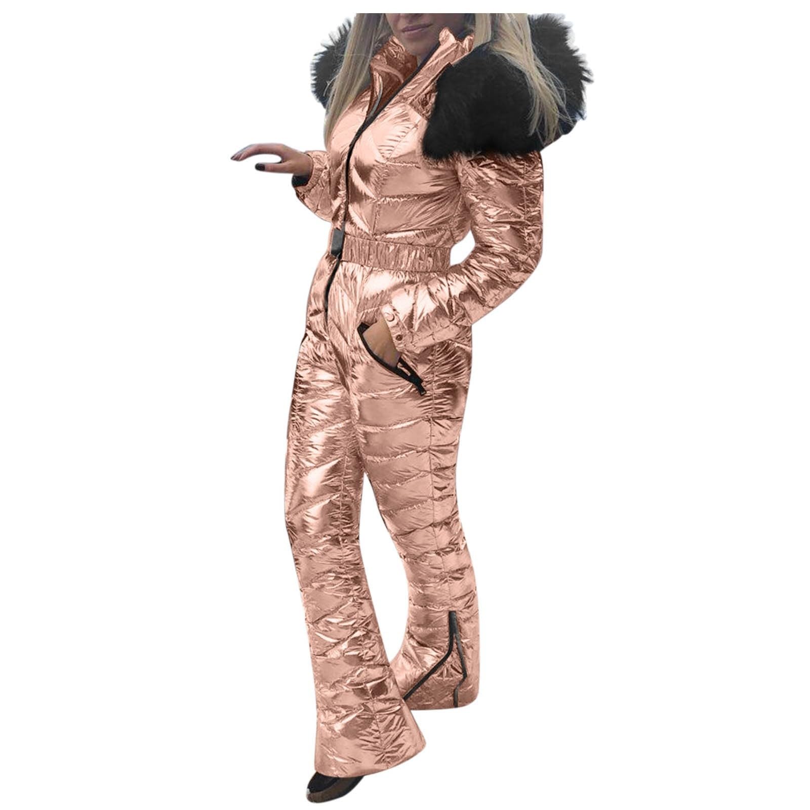 Women's Insulated Waterproof Ski Jumpsuit - Winter One Piece Snowsuit with Hood for Outdoor Sports & Skiing | Perfect for Snowboarding, Ski Resorts & Cold Weather Adventures