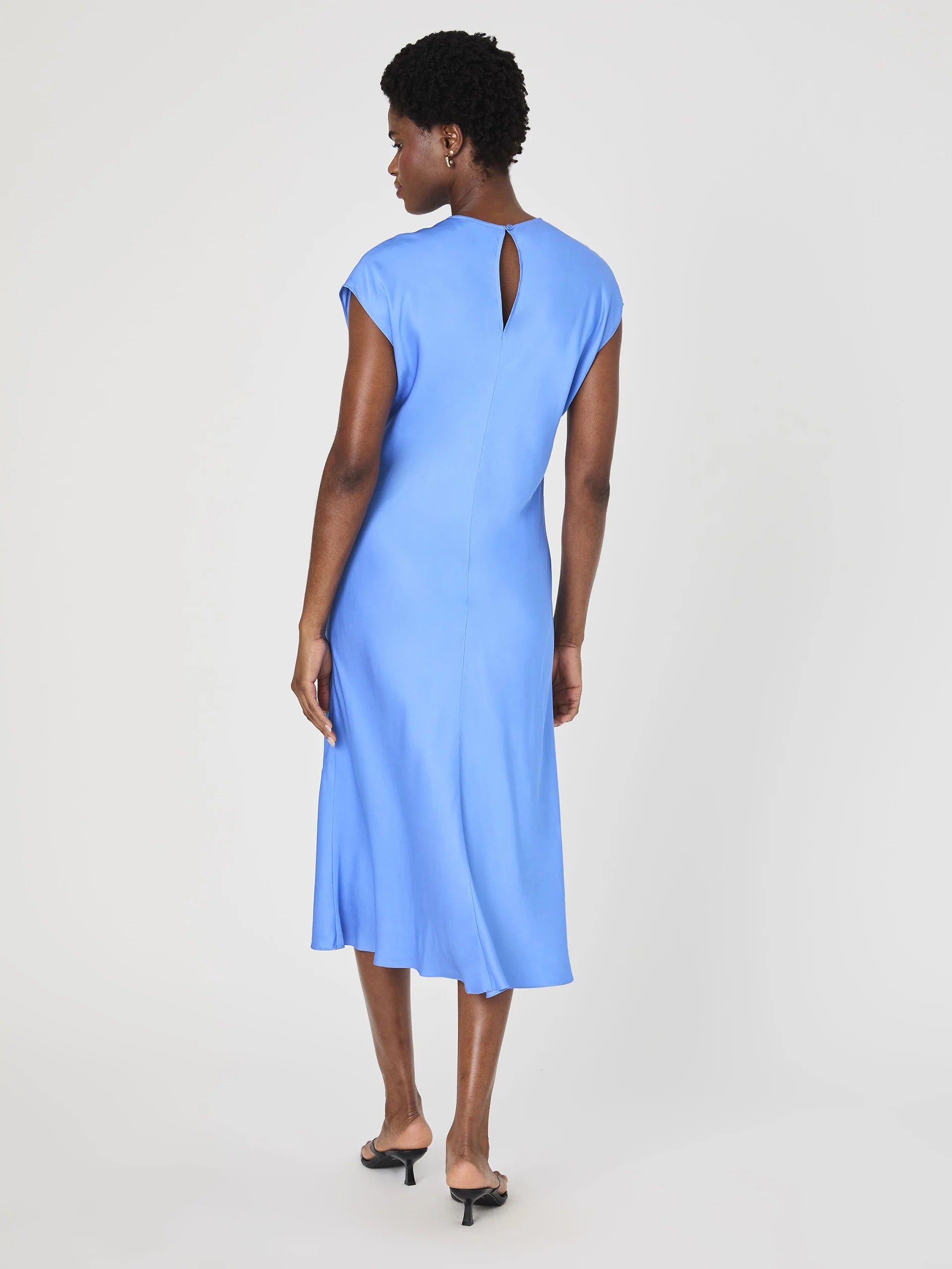 Ennis Satin Column Midi Dress in Ultramarine Blue - Elegant Formal & Cocktail Party Wear for Women