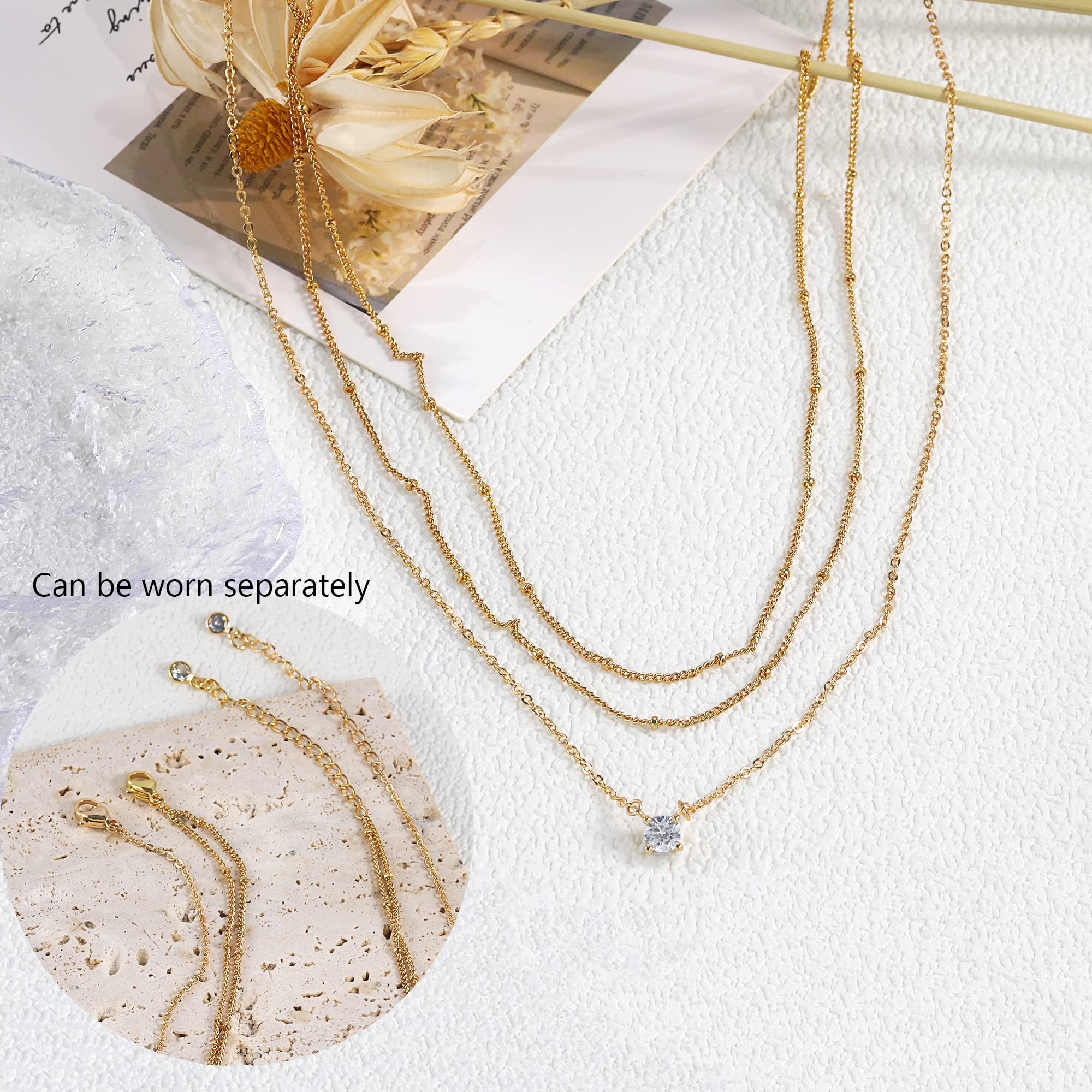Tewiky 14K Gold Plated Diamond Pendant Necklace for Women - Dainty Layered Cuban Paperclip Chain Choker, Minimalist Stacked Necklace Jewelry Gift for Her | Perfect for Date Night, Anniversary & Special Occasions