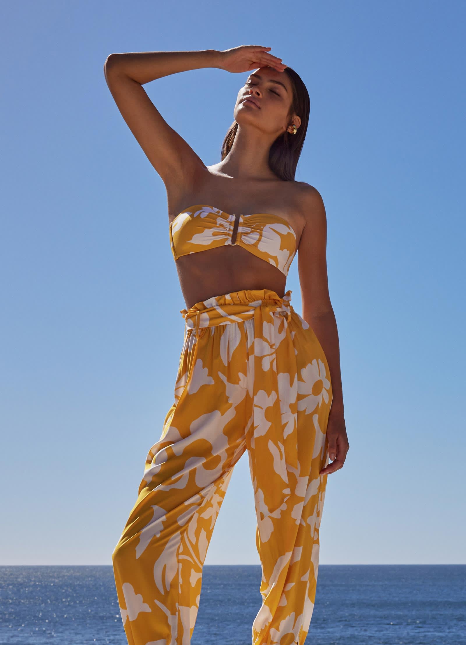 Emporio Flowing Pants for Women - Soft & Lightweight Marigold Yellow Wide Leg Trousers - Perfect for Yoga, Beach, and Summer Casual Wear