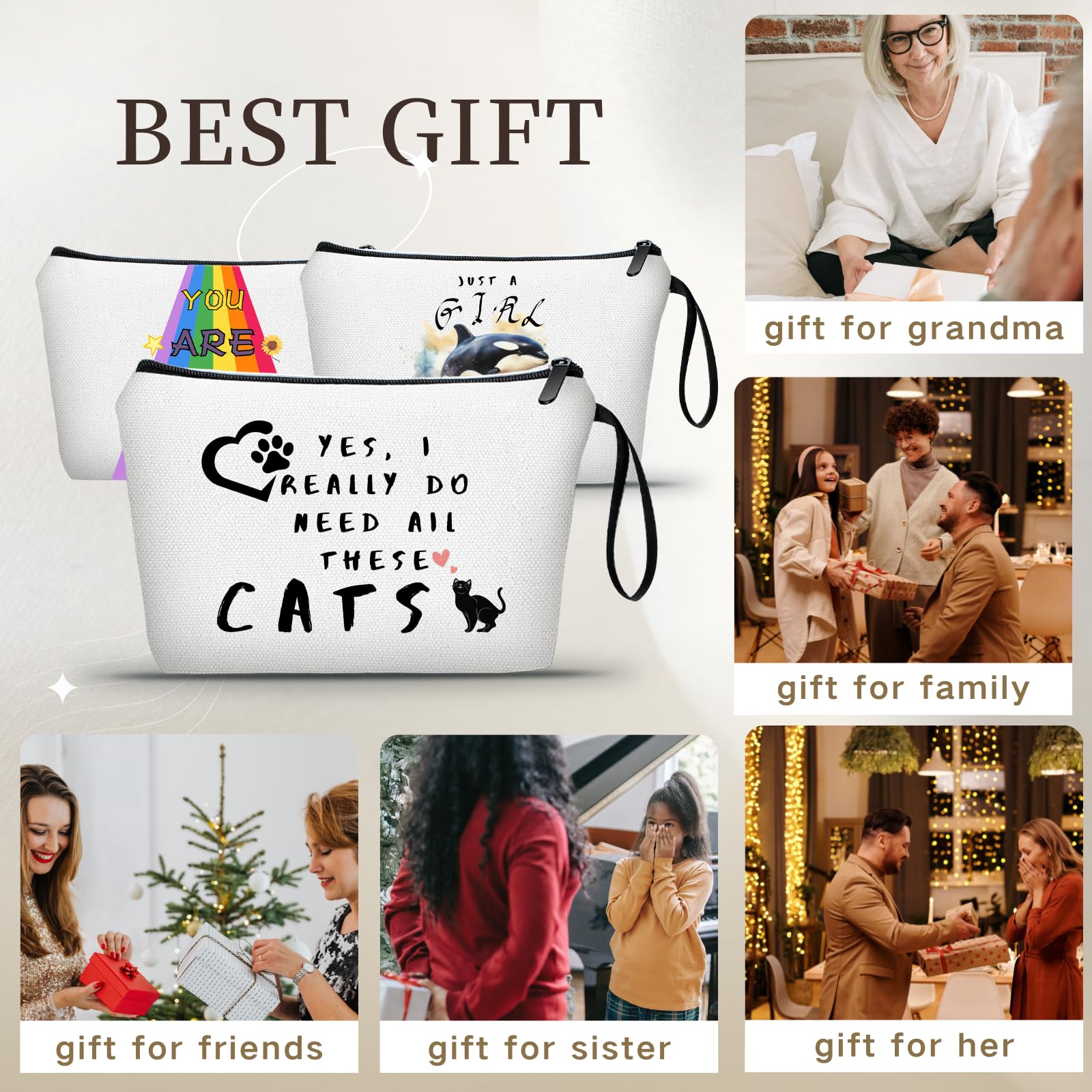 SEAMOON Cat Lifts for Cat Lovers - Funny Cat Makeup Bag & Gift Set for Women | Perfect Birthday, Memorial & Crazy Cat Lady Party Supplies | Great for Cat-Themed Parties, Gifts & Everyday Use