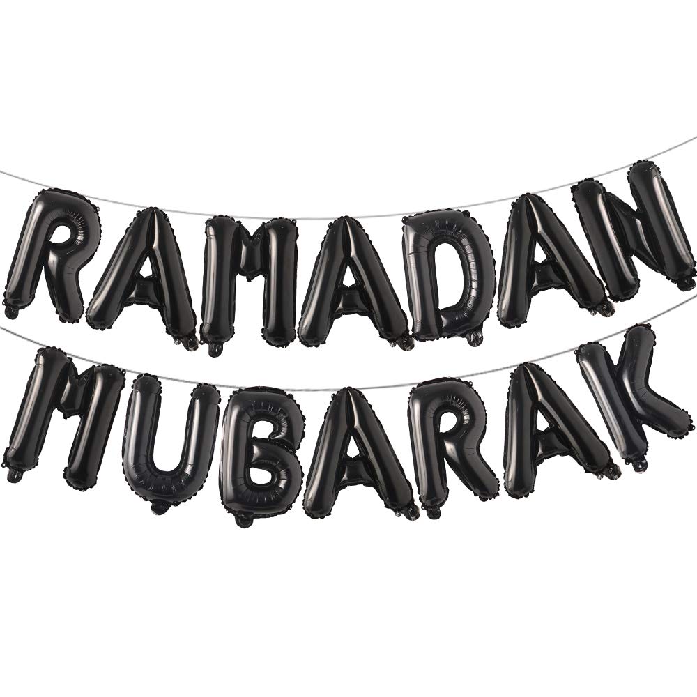 16in Rose Gold Eid MUBARAK Foil Balloons - Premium Ramadan Party Decorations for Muslim Celebrations - Perfect for Eid al-Fitr, Home Decor & Islamic Festivals (Black)