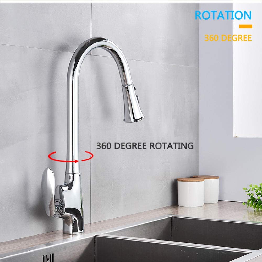 360° Swivel Chrome Pull Out Kitchen Faucet - Dual Function Brass Water Mixer Tap with Hot/Cold Control | Perfect for Modern Kitchens & Bar Sinks